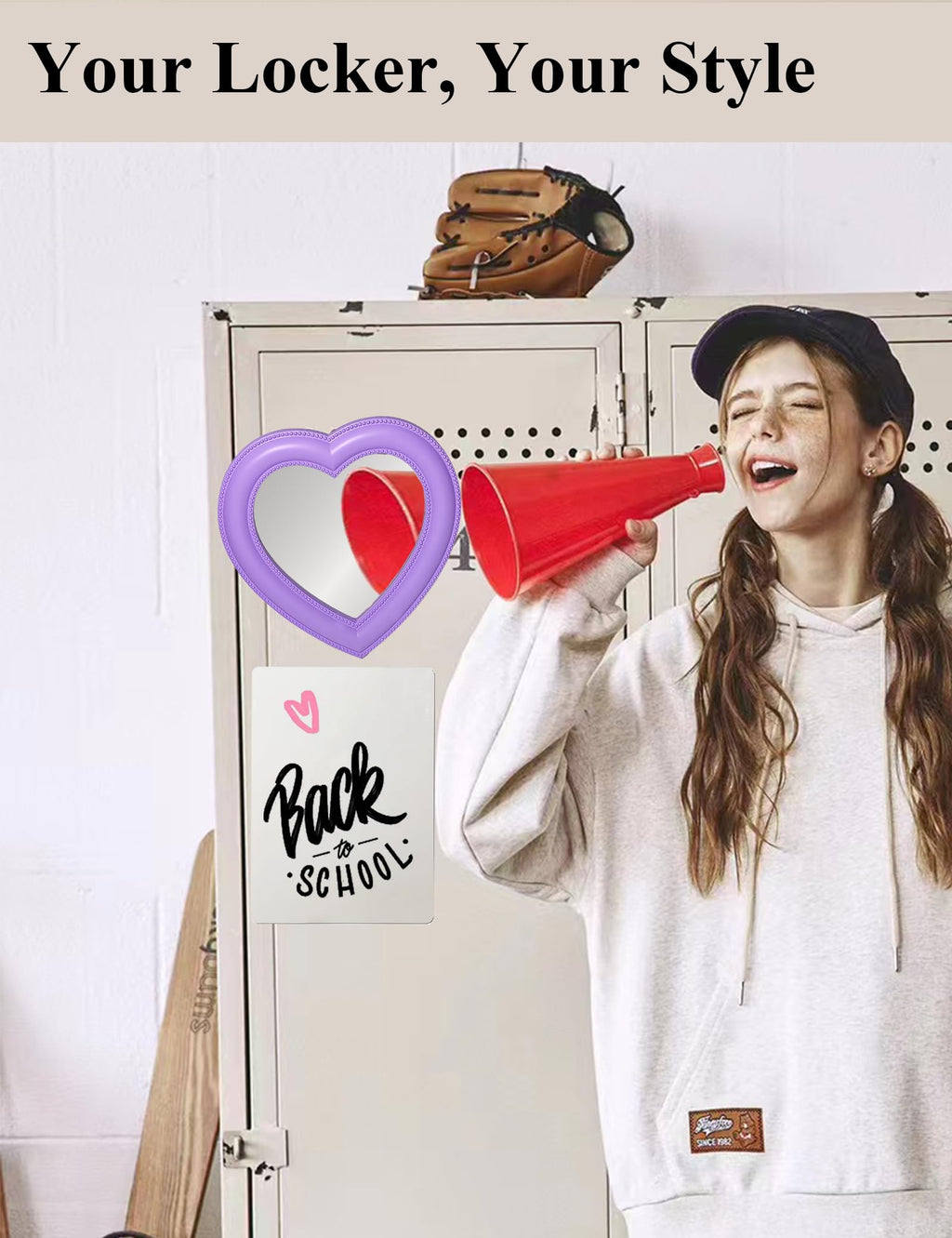 Heart Magnetic Locker Mirror, 6.9"x7.3"