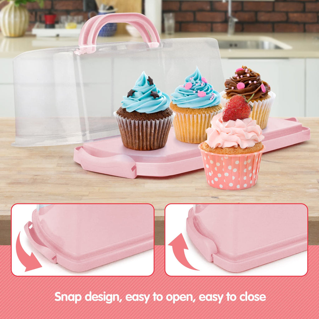 Plastic Rectangular Bread Box with Clear Lid, Loaf Cake Keeper, Portable Bread Keeper Storage Container with Handle