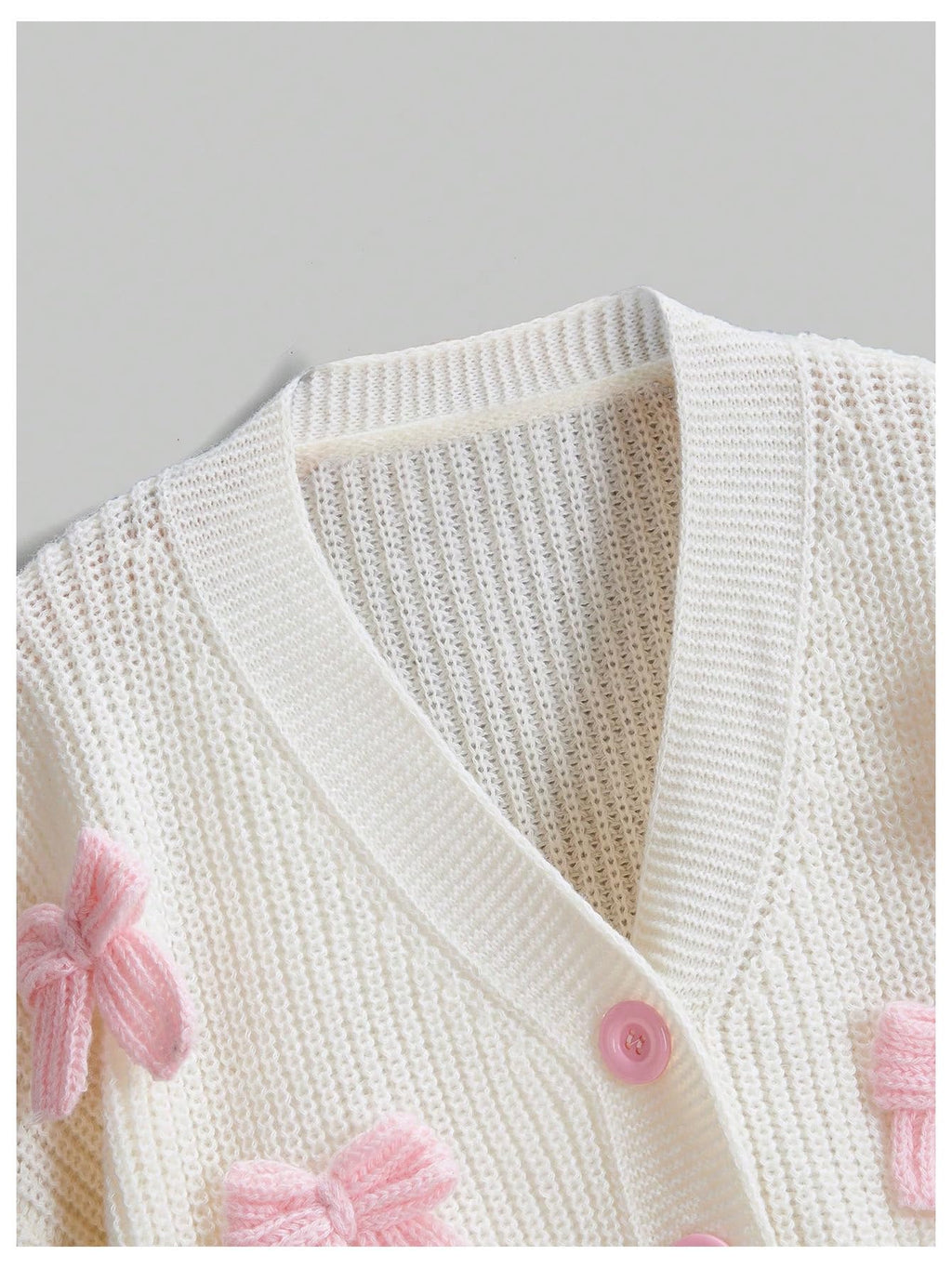 Women's Cute Bow Cardigan Sweater Long Sleeve V Neck Button Down Pullover Top