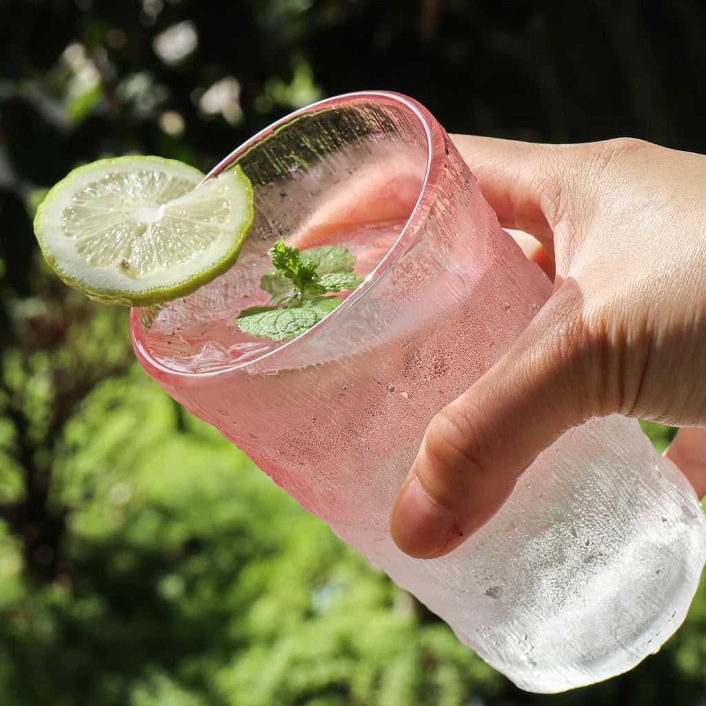 Drinking Glasses, Glassware Sets of 2, Mixed Drinking Glacier Pattern 12 oz Glass Cups