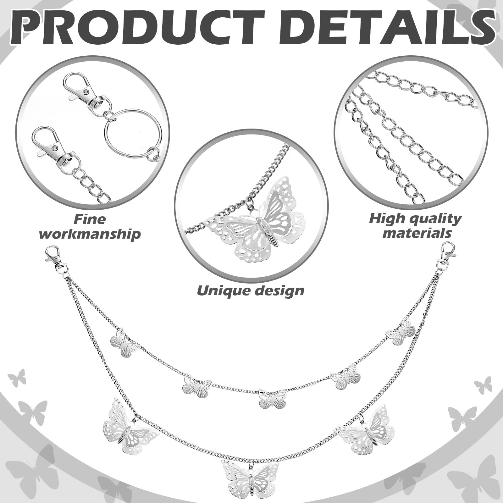 Multi-Layer Chain Belt â€?5-Piece Hip Hop Metal Wallet Chains for Jeans & Pants