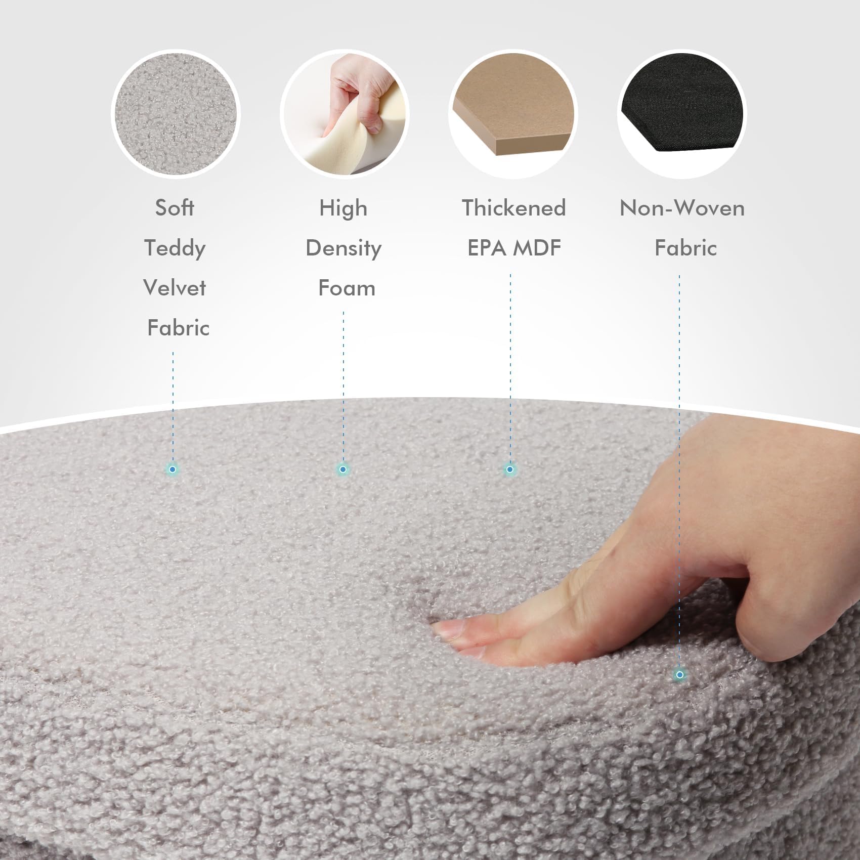 Flower-Shaped Storage Ottoman â€?Boucle Footstool & Seat for Living Room & Dorm