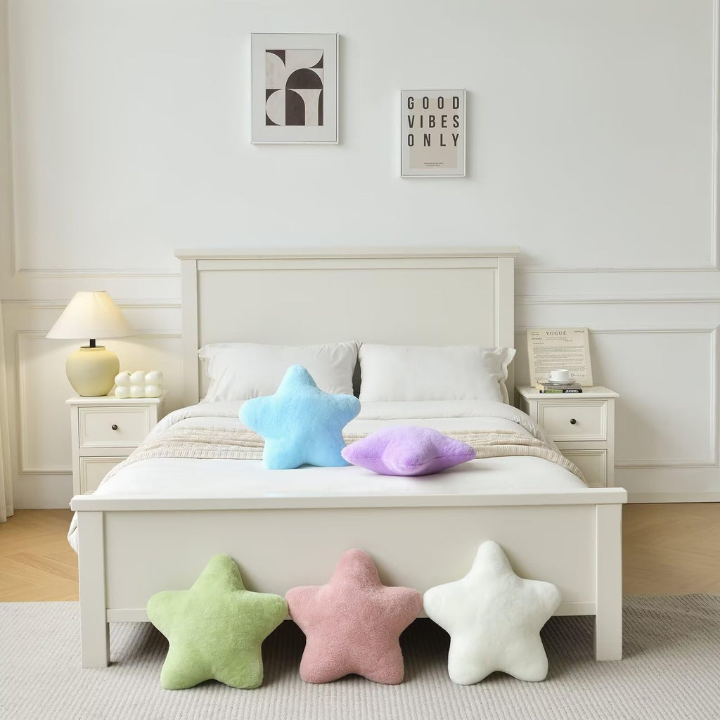 Star Pillow Plush Throw Cushion - Cute Aesthetic 3D Decorative Room Decor for Bedroom, Office, Sofa, Chair 2Pcs