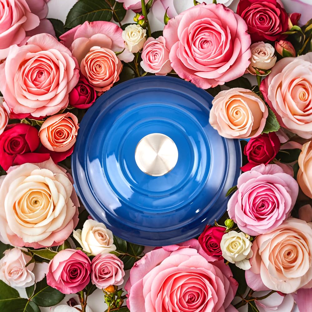 Enameled Cast Iron Dutch Oven with Lid - Big Dual Handles - Round Pot for Versatile Cooking 6 Quart