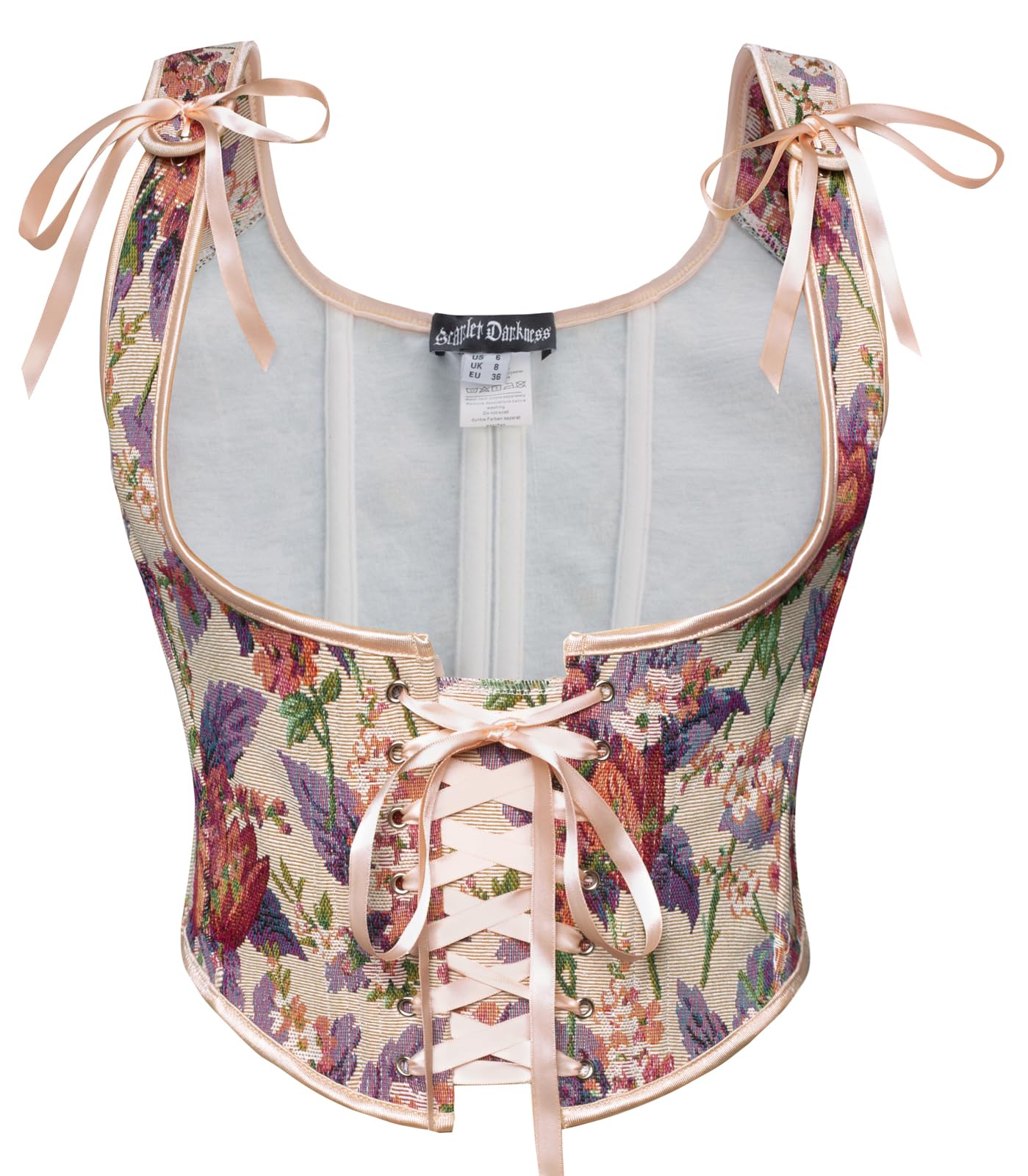 Women's Renaissance Corset Floral Underbust Corset Tops Vintage Boned Corset Belt