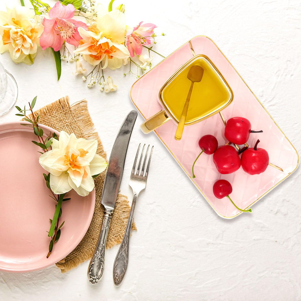 Set Coffee Mug Elegant Handbag Shaped Cup Modern Ceramic Purse Mug with Spoon and Saucer, 10oz Cute Creative Tea Cup