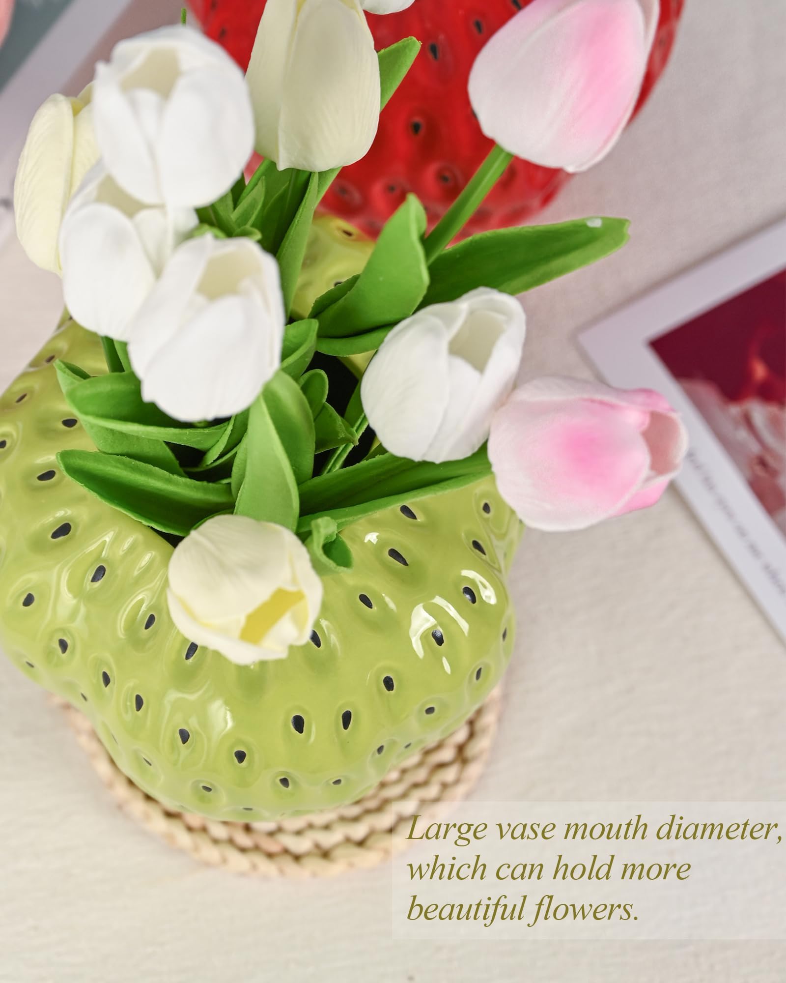 Strawberry Ceramic Flower Vases for Colorful Girly Home Decor