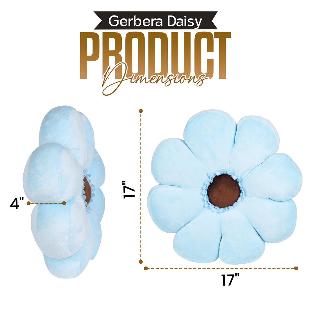 Gerbera Daisy Cute Preppy Flower 17-inch Pillow, Ultra Soft Hand-Stitched Premium Plush Fabric, Decorative Accent Throw Pillow, (Sunset Pink)