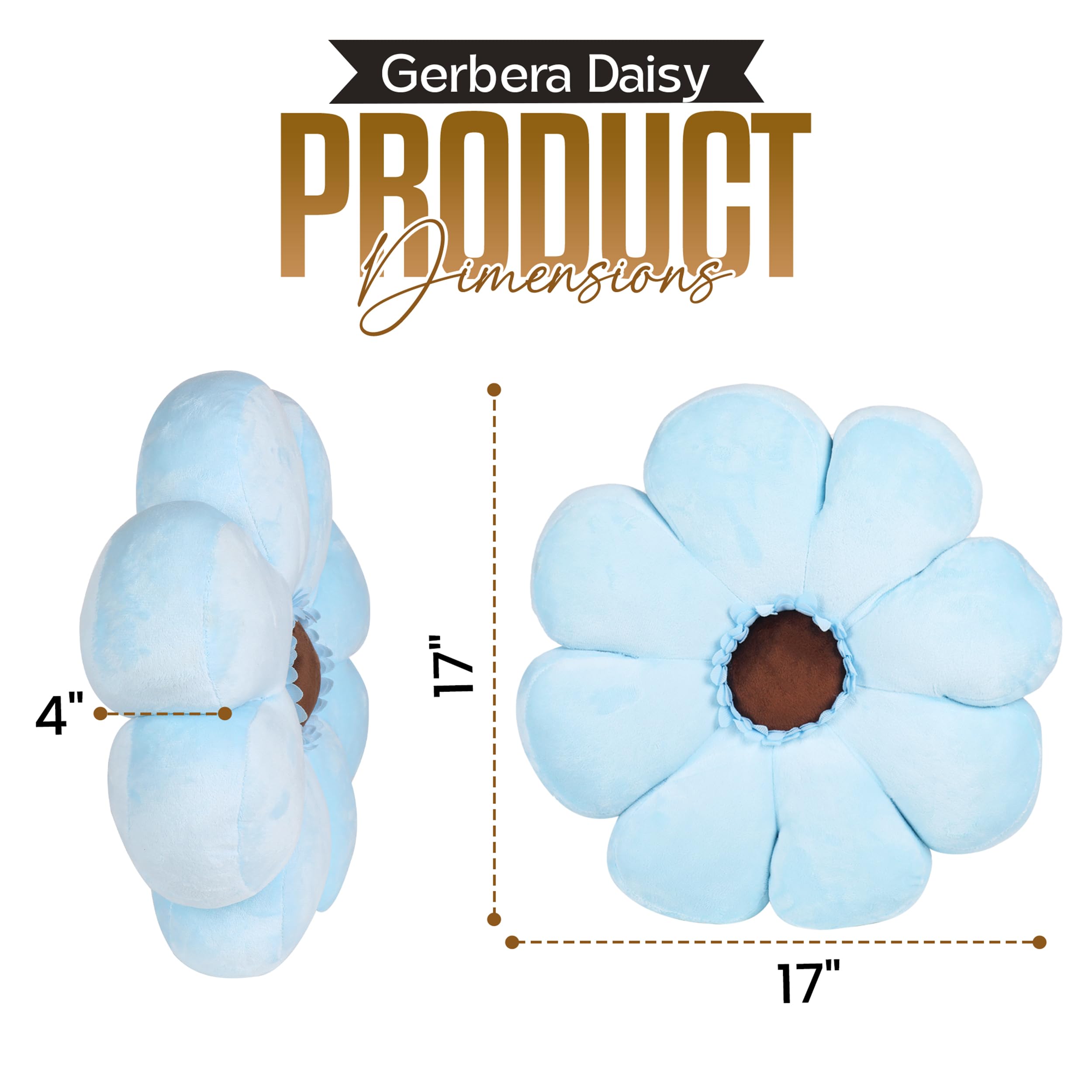 Gerbera Daisy Cute Preppy Flower 17-inch Pillow, Ultra Soft Hand-Stitched Premium Plush Fabric, Decorative Accent Throw Pillow, (Sunset Pink)