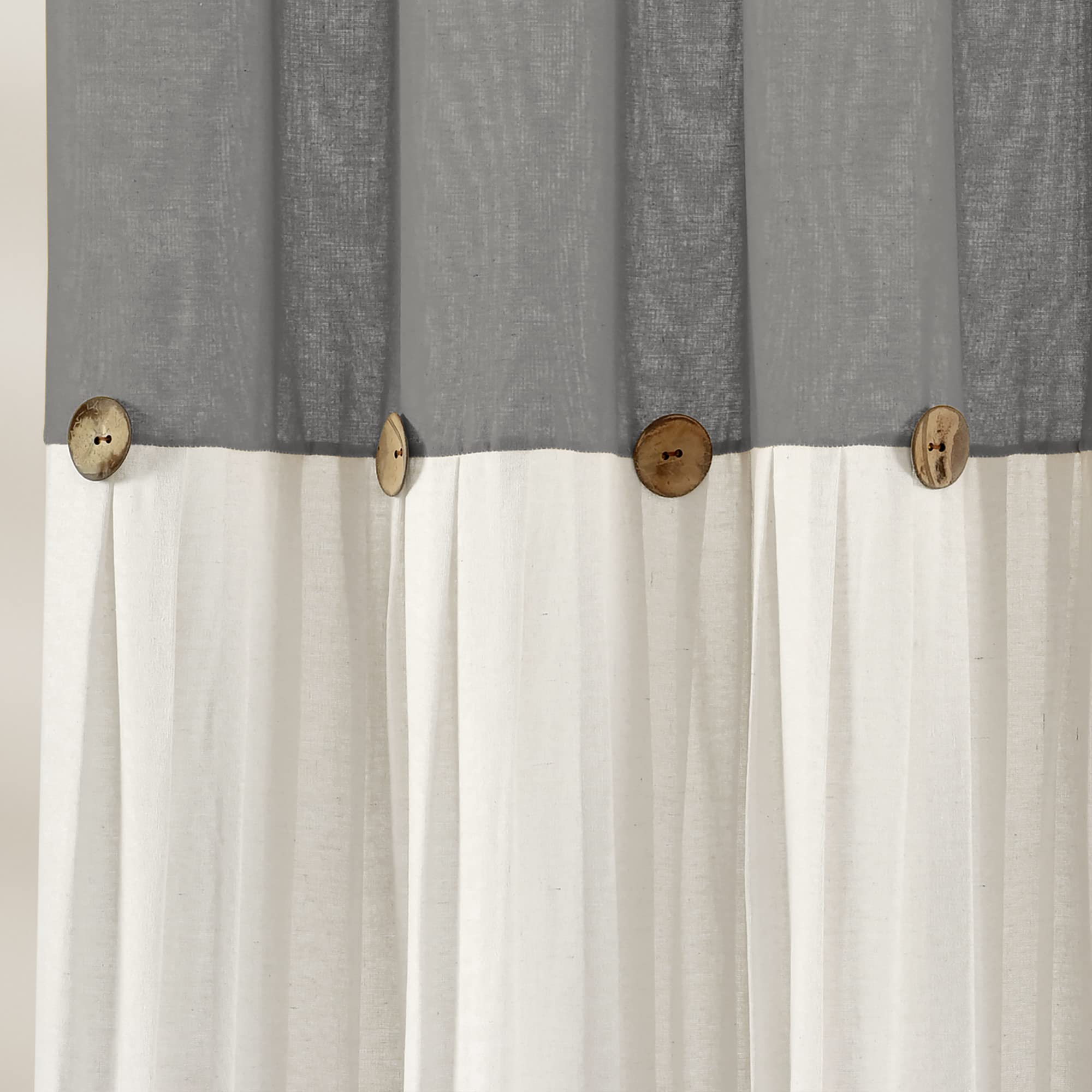 Lush Decor Linen Button Shower Curtain, 72" W x 72" L, Fabric Shower Curtains