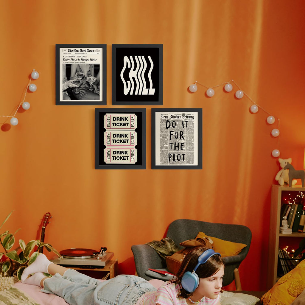 Trendy Leopard Wall Art Prints Set of 4 Funky Lucky 8 Ball Posters Prints Preppy Room Aesthetic Cheetah Wall Decor for Girls Room Dorm Apartment 8x10 Unframed