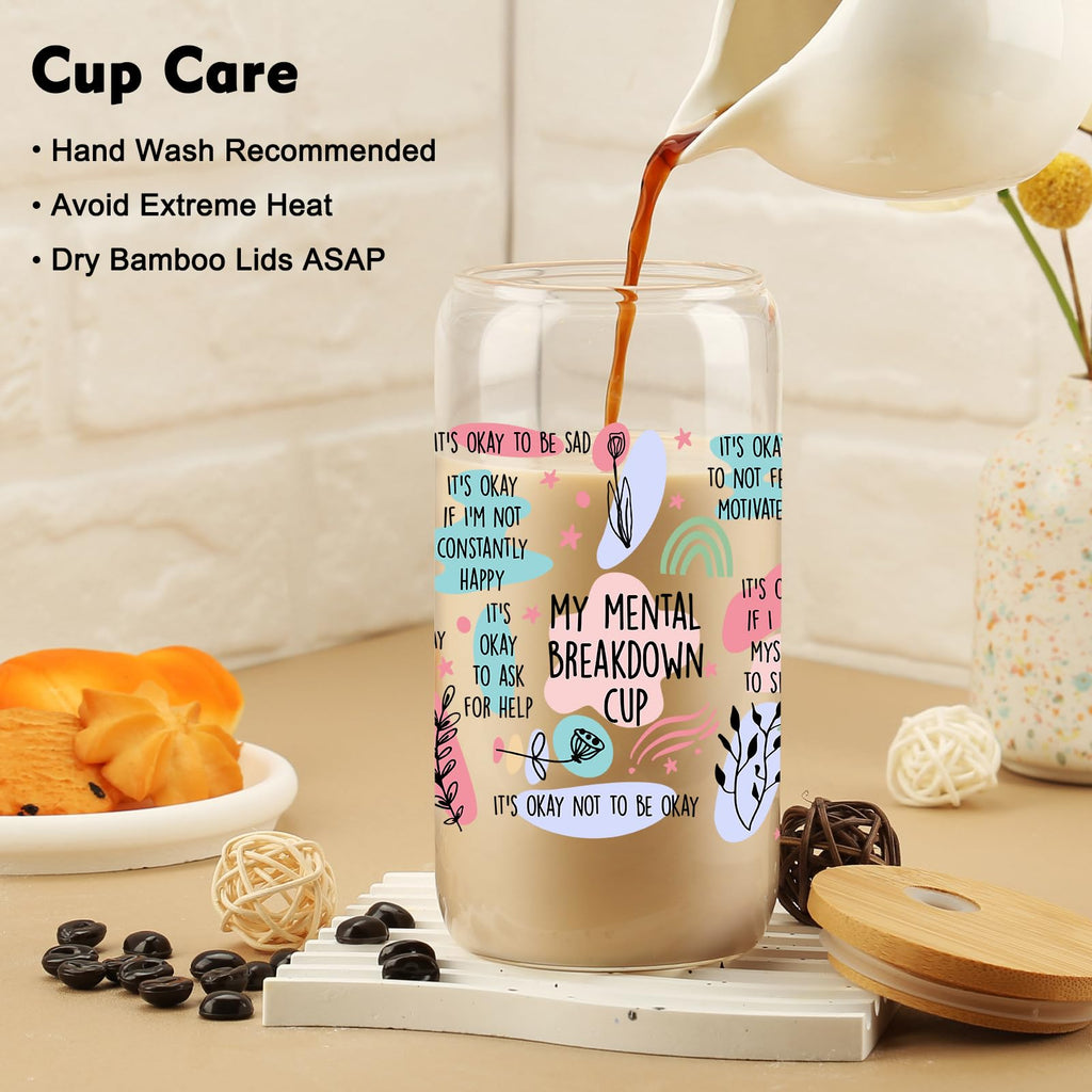 Cherry Bow Cup, Birthday Gifts for Women, Girly Gifts for Her, Sister, Mom, Colleague - 16 OZ Glass Tumbler with Straw & Lid, Coquette Iced Cup