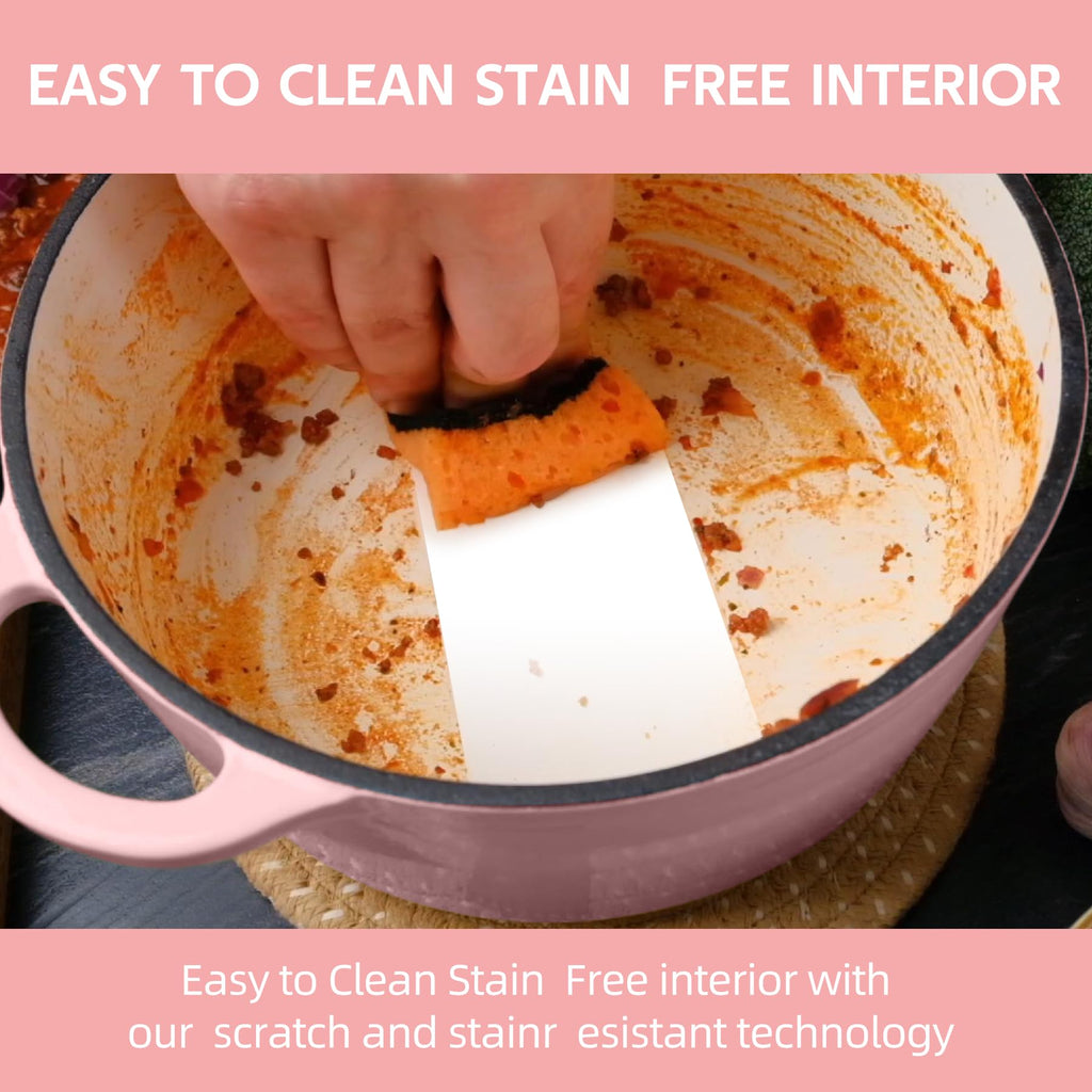 Enameled Cast Iron Dutch Oven with Lid - Big Dual Handles - Round Pot for Versatile Cooking 6 Quart