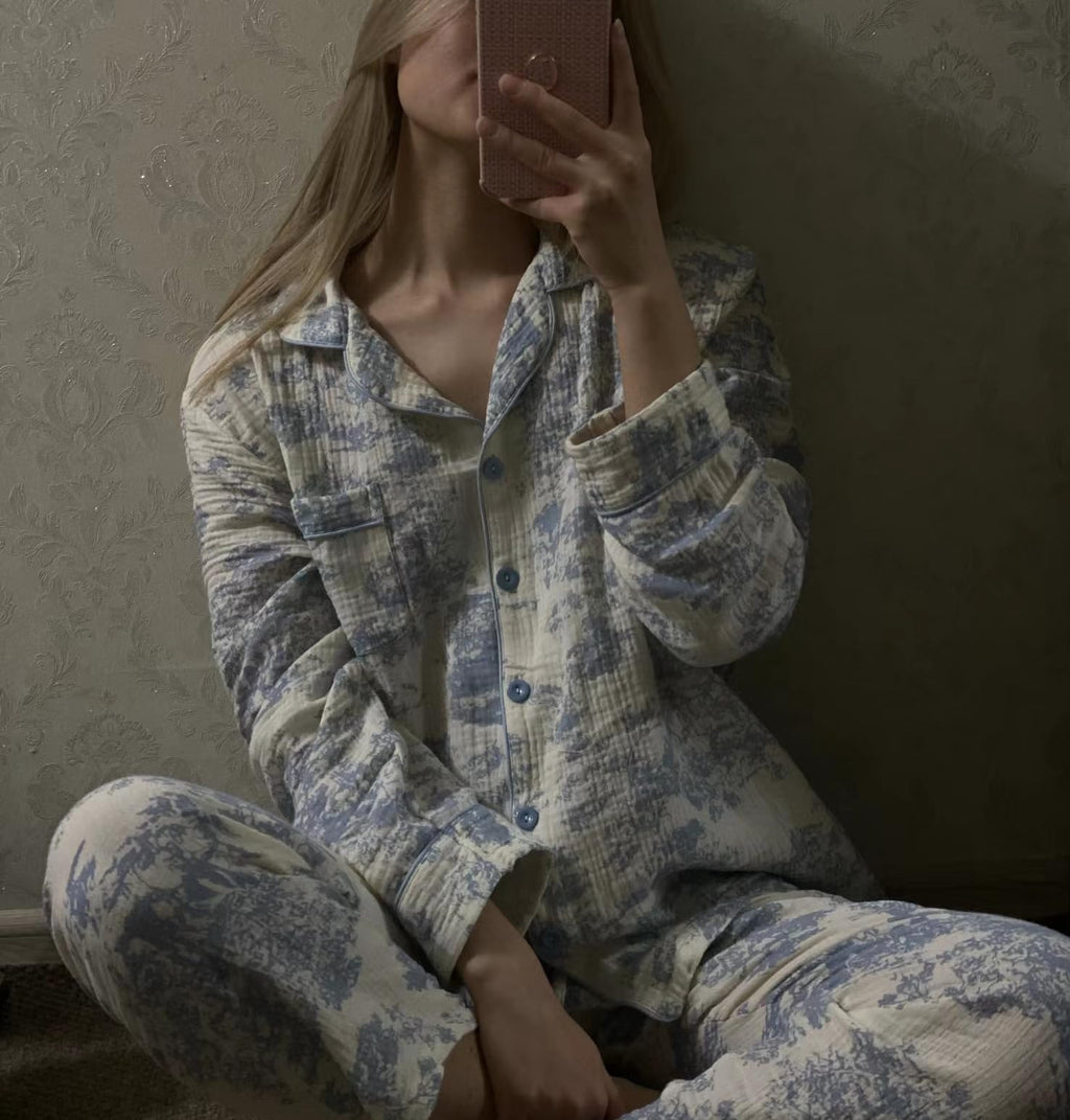 Women Linen Set Coquette Womens Pajamas Set - Old Money Aesthetic Lounge Sets