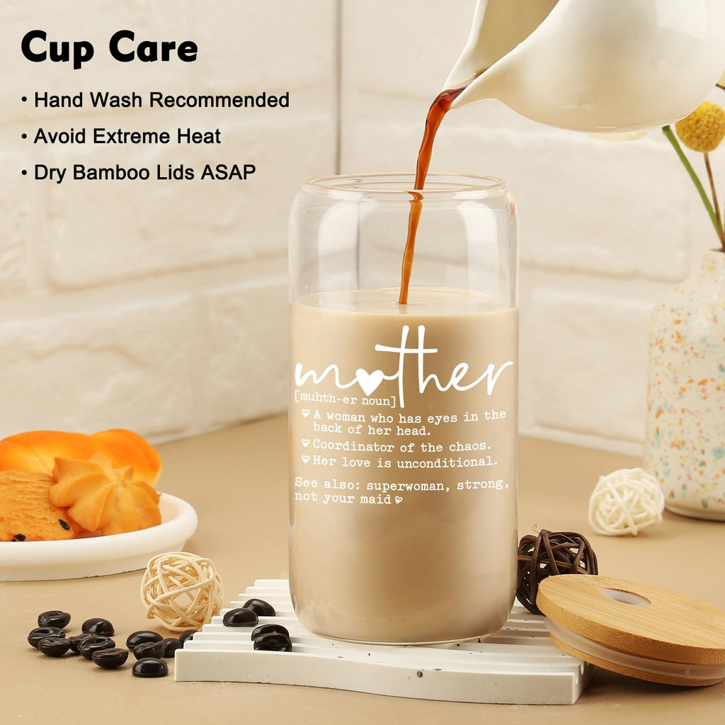 Cherry Bow Cup, Birthday Gifts for Women, Girly Gifts for Her, Sister, Mom, Colleague - 16 OZ Glass Tumbler with Straw & Lid, Coquette Iced Cup