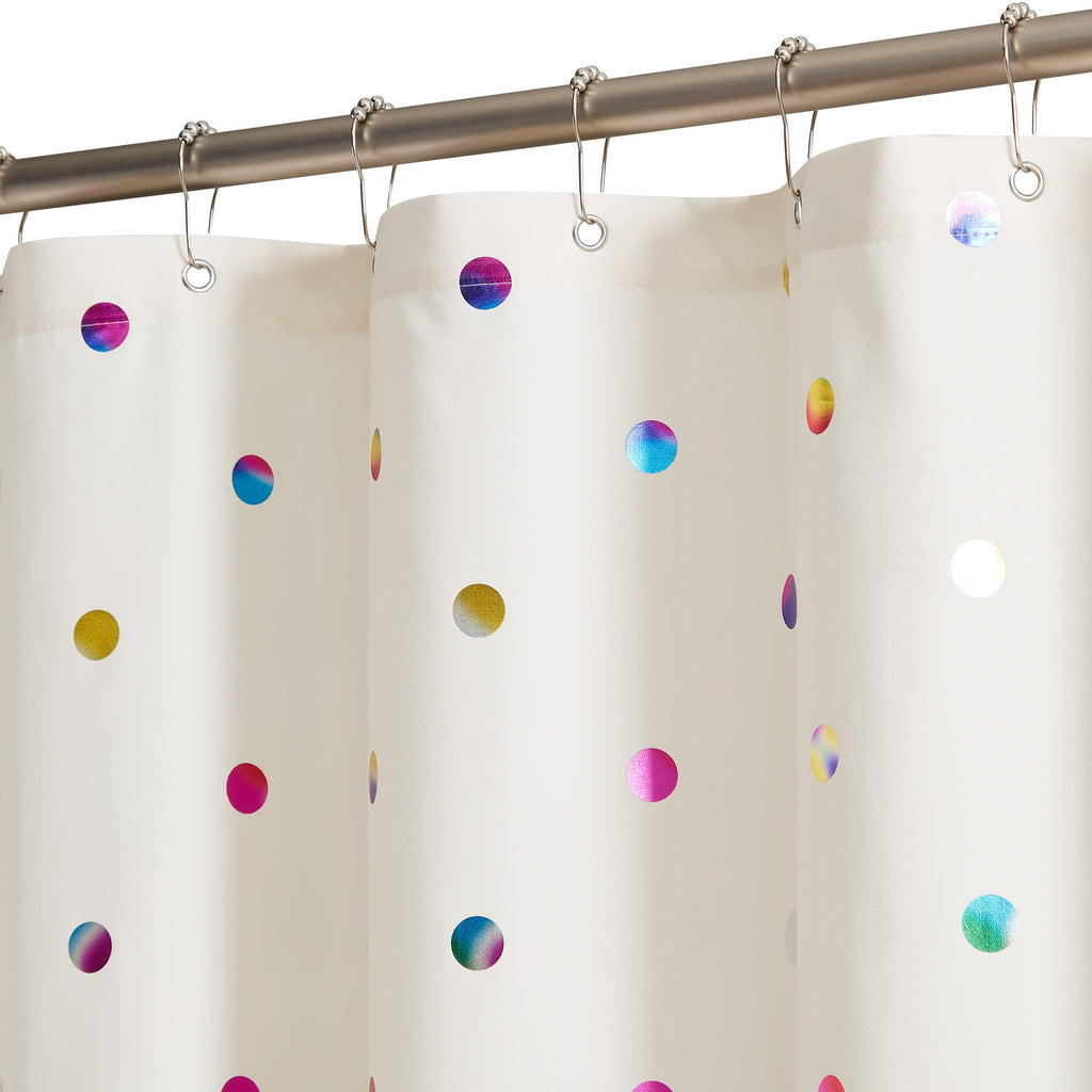 Fabric Shower Curtains with 12 Hooks for Bathroom Metallic Polka Dot Curtains Waterproof Shower Curtains with Grommet for Washable Shower Curtain Sets