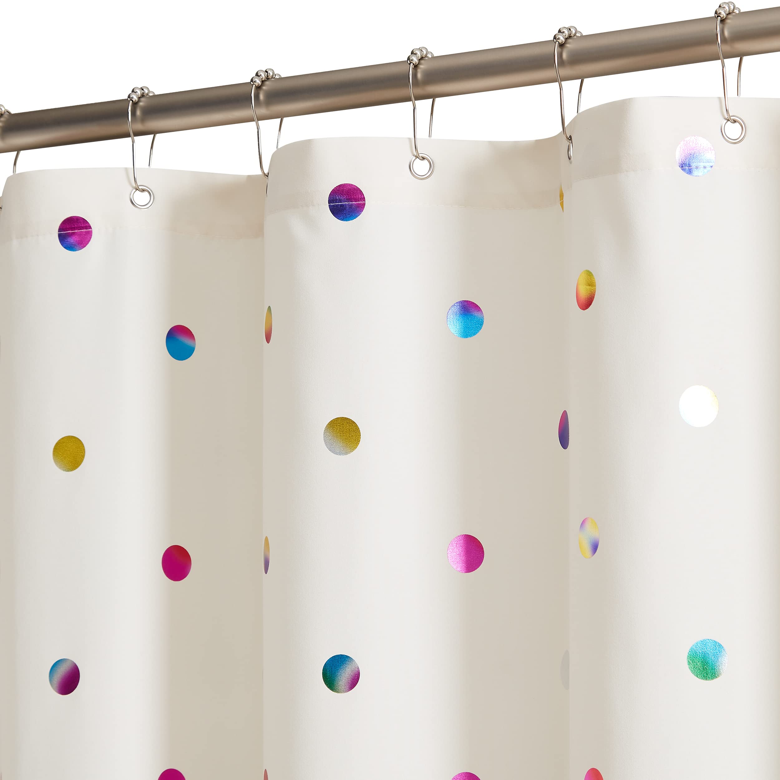 Fabric Shower Curtains with 12 Hooks for Bathroom Metallic Polka Dot Curtains Waterproof Shower Curtains with Grommet for Washable Shower Curtain Sets
