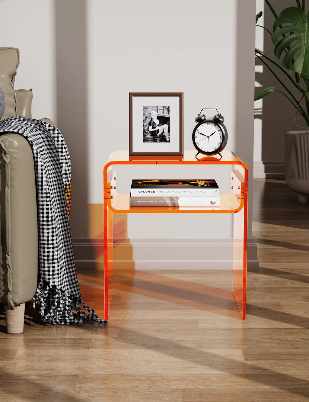 Clear Acrylic End Table 2-Tier Bedside nightstand