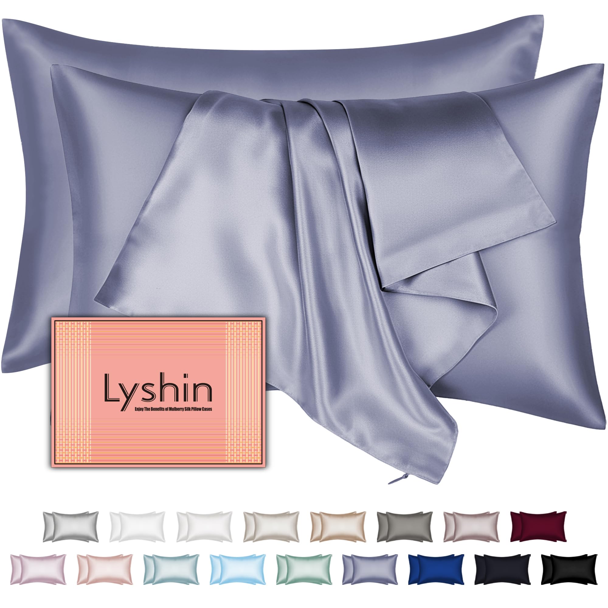 Silk Pillow Cases with Hidden Zipper, Ultra Smooth and Soft Breathable Cooling Silk Satin Pillowcase