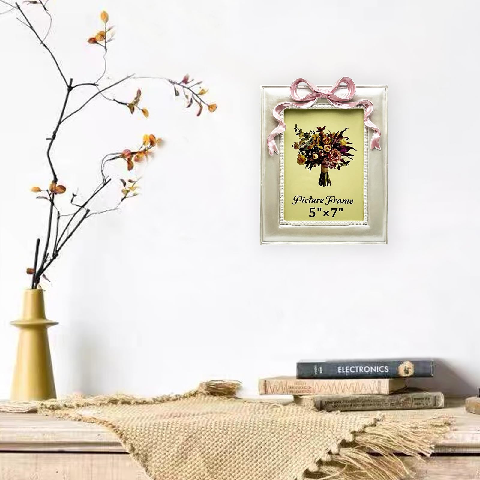 Vintage Picture Frame -  Antique Ornate Photo Frames with Glass Front, Ribbon Bow Design