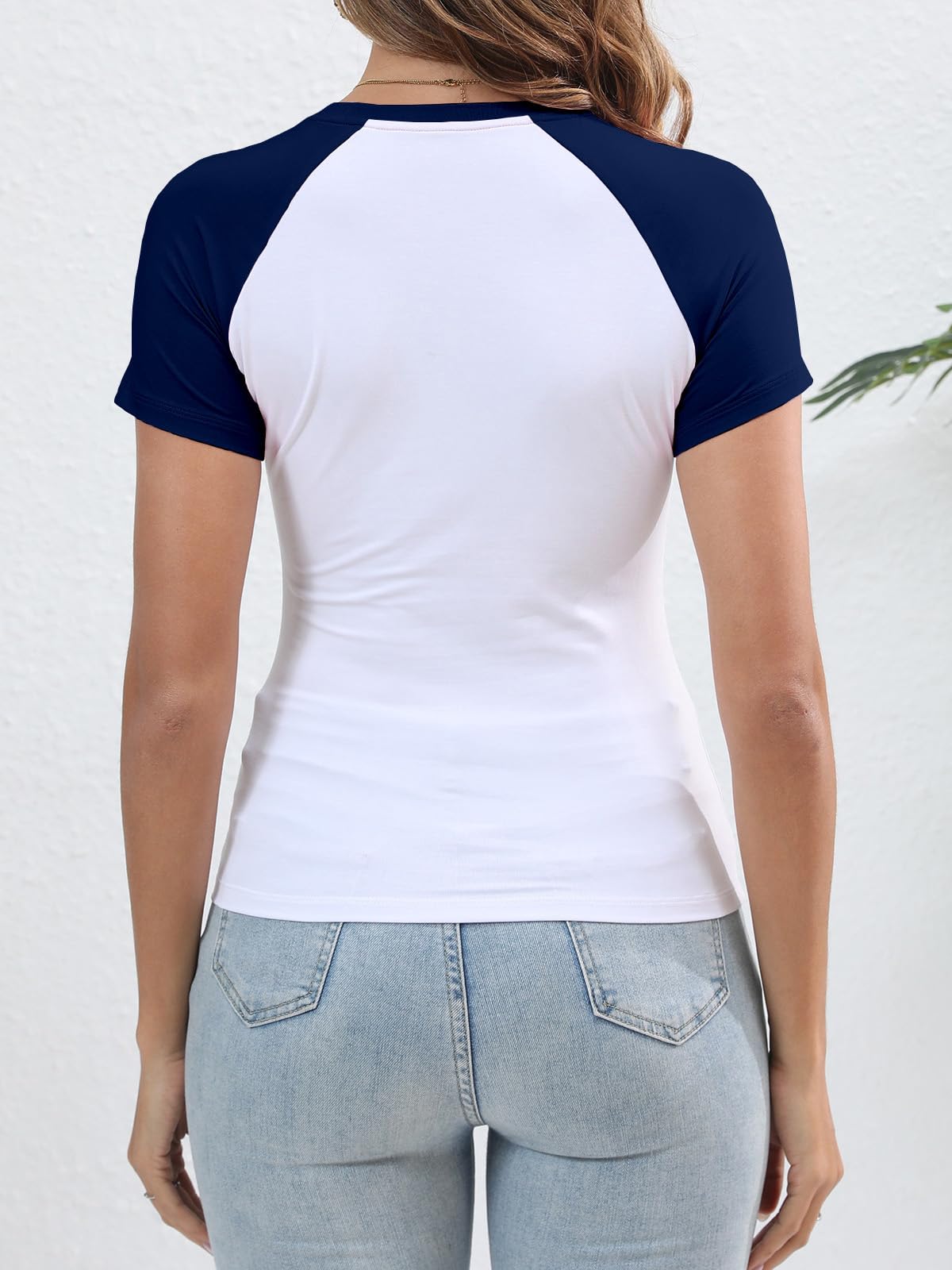 Women's Y2K Basic Shirts Short Sleeve Crewneck Slim Fit Stretchy Slightly Crop Top