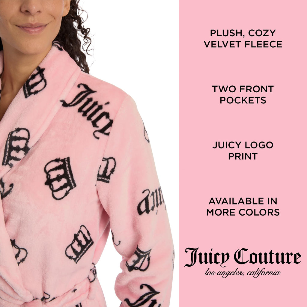 Juicy Couture Women's Super Soft Luxe Plush Shawl Collar Robe