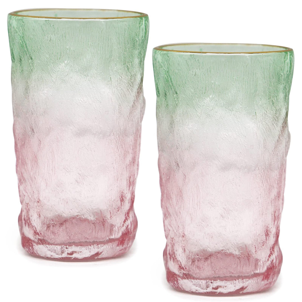 Drinking Glasses, Glassware Sets of 2, Mixed Drinking Glacier Pattern 12 oz Glass Cups