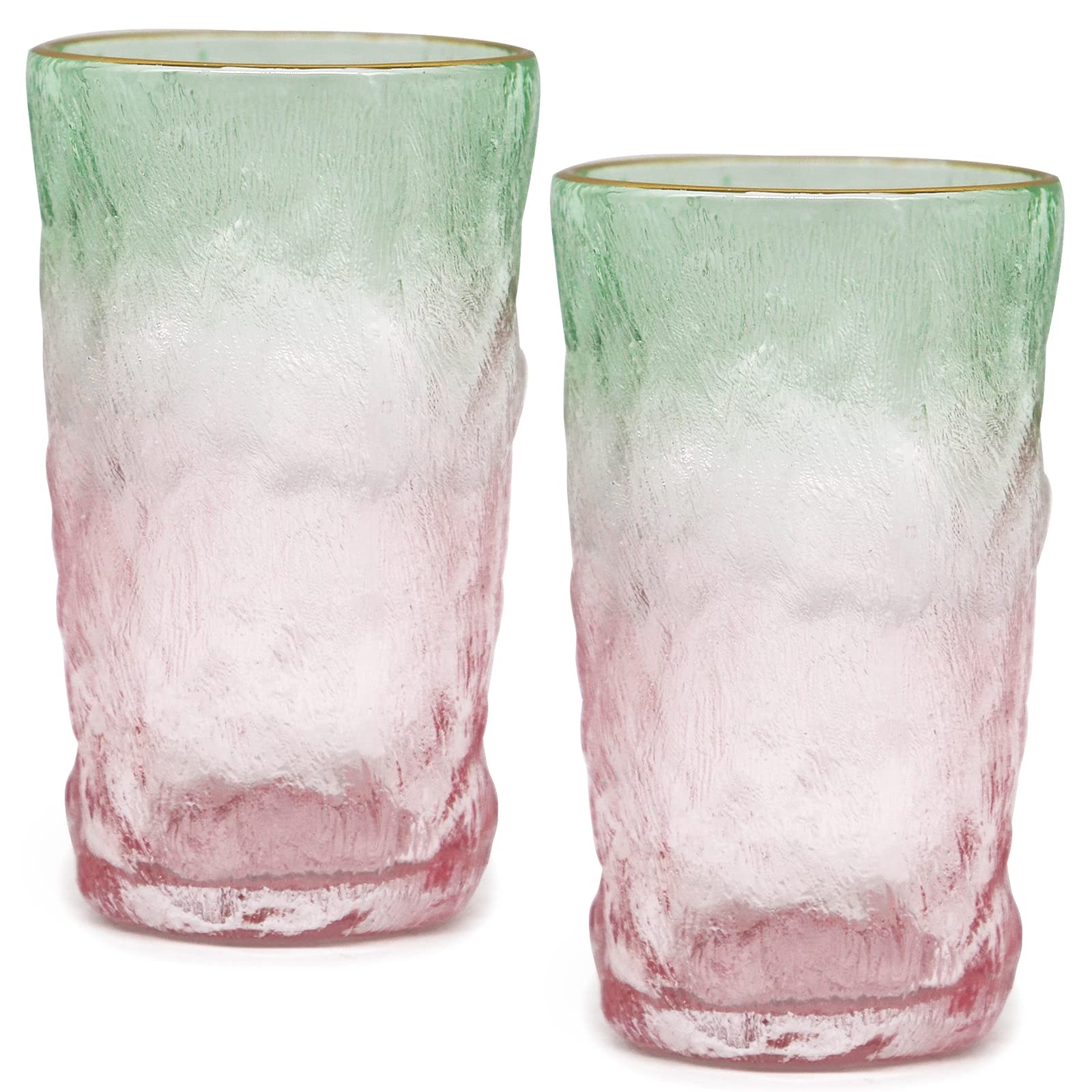 Drinking Glasses, Glassware Sets of 2, Mixed Drinking Glacier Pattern 12 oz Glass Cups