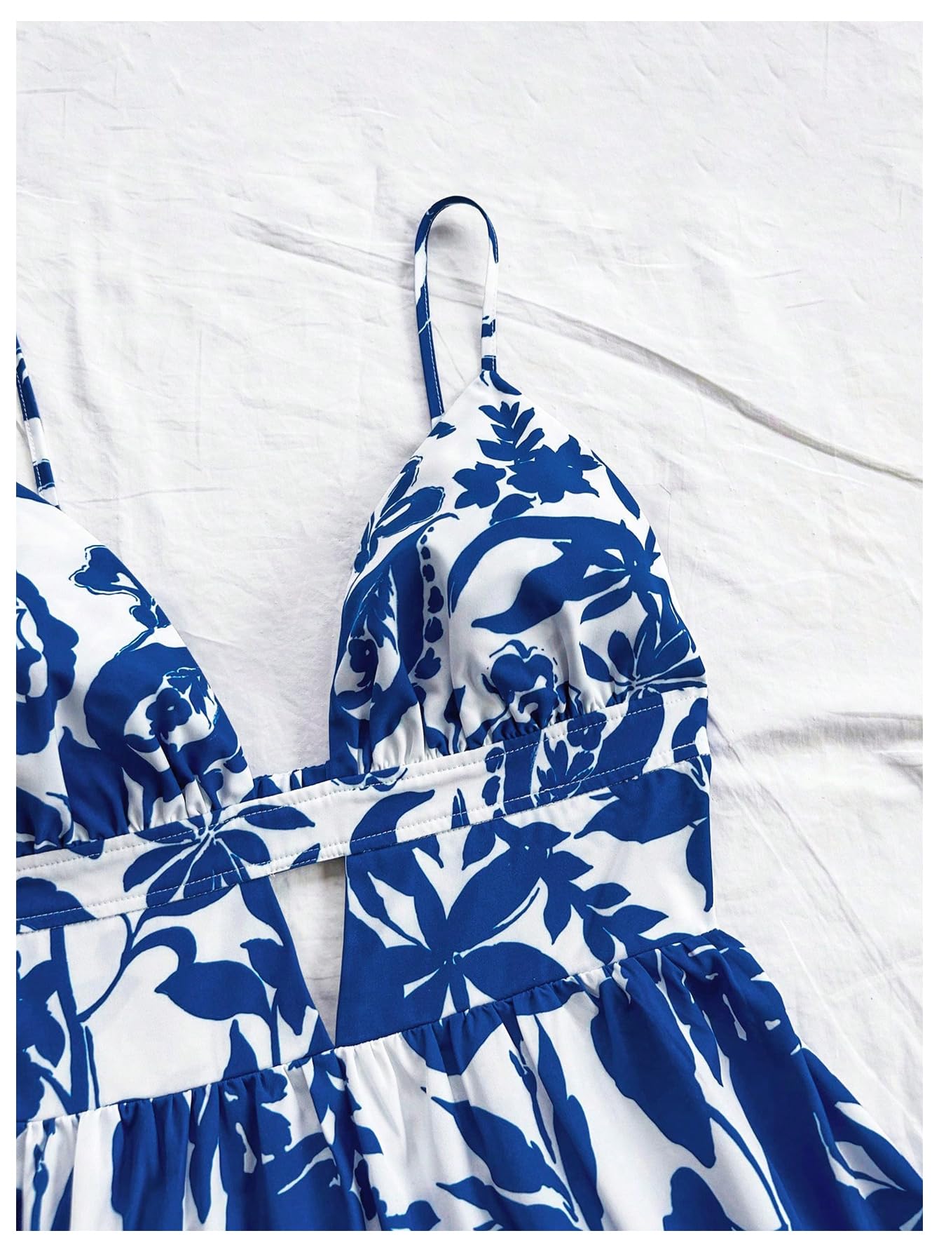 Women's Sleeveless Butterfly Print Cut Out V Neck Tiered Mini Cami Dresses