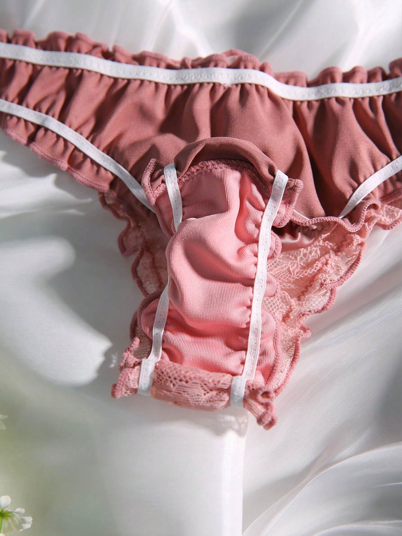 Women's 5pack Floral Print Low Rise Panty Set Frill Trim Textured Soft Underwear