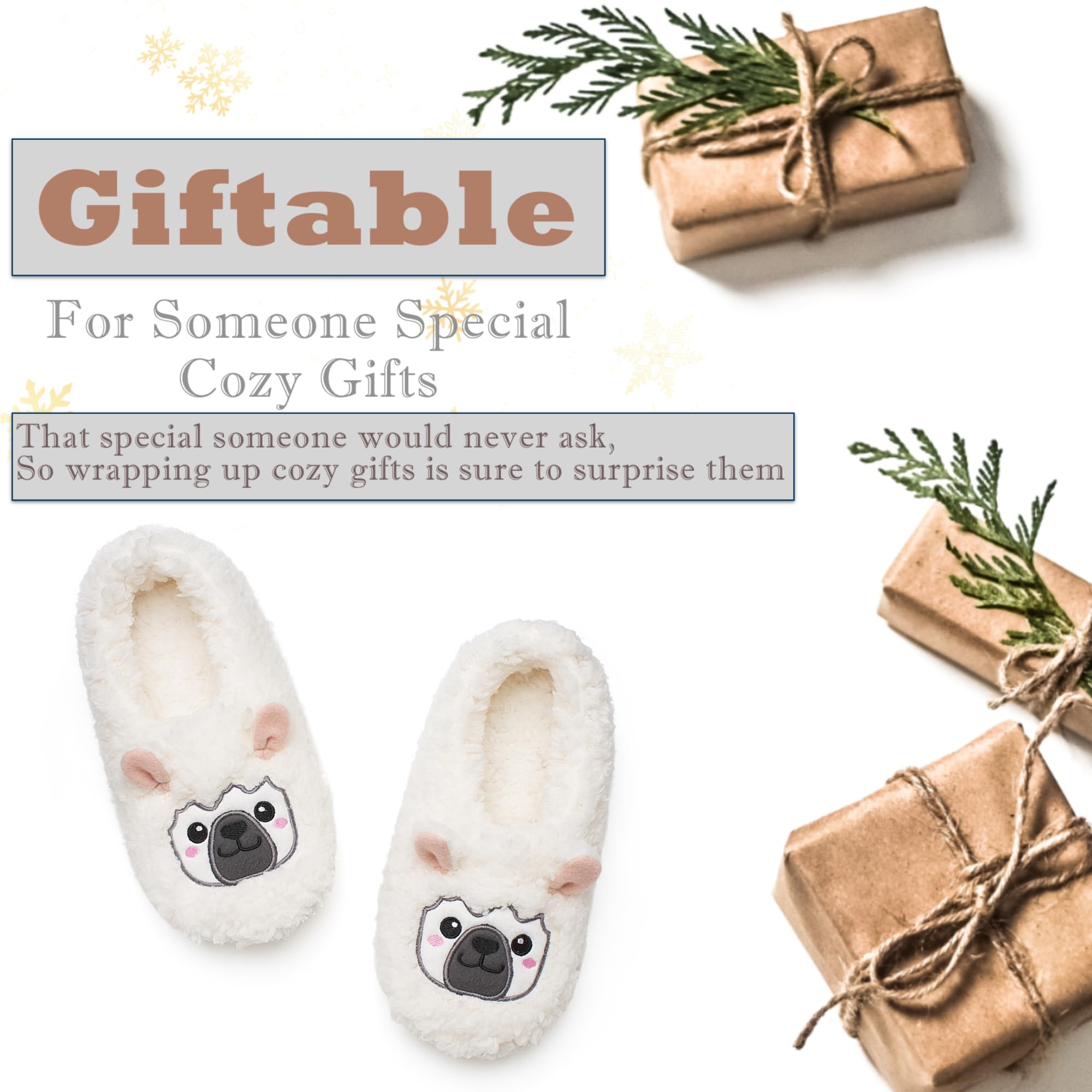 Cute Animal House Slippers - Fuzzy Warm Bedroom Slipper Socks Non-Slip Grippers