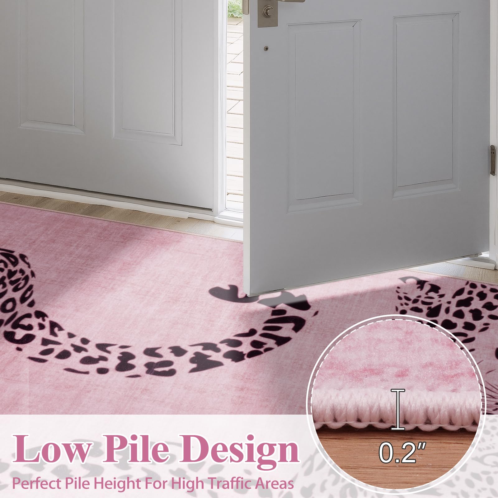 Leopard Print Area Rug â€?Soft, Washable, Non-Slip, Stain-Resistant Rug