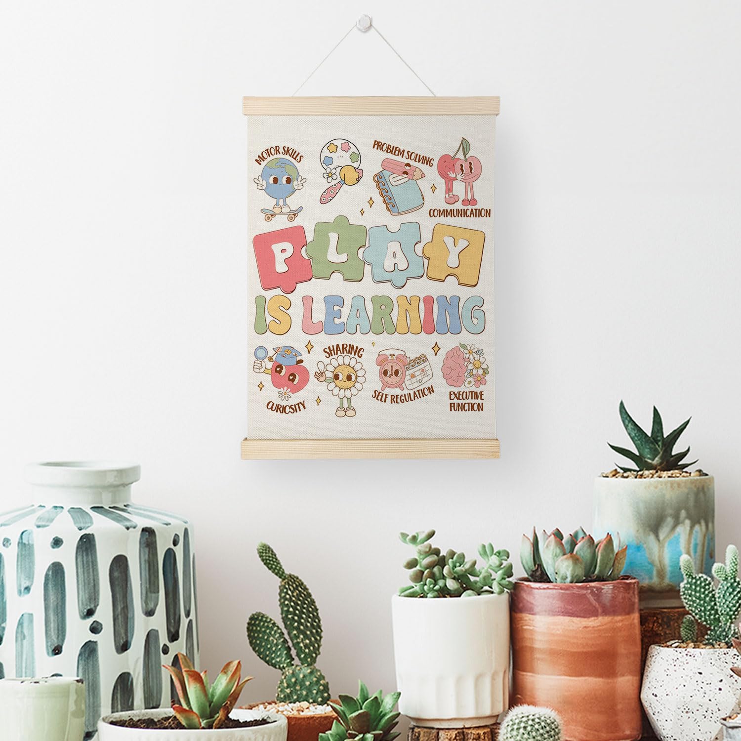 Coquette Teacher Wall Decor - Preppy Teacher Wall Art with Wooden Poster Hanger, for Office & Classroom, 12x16 Inch