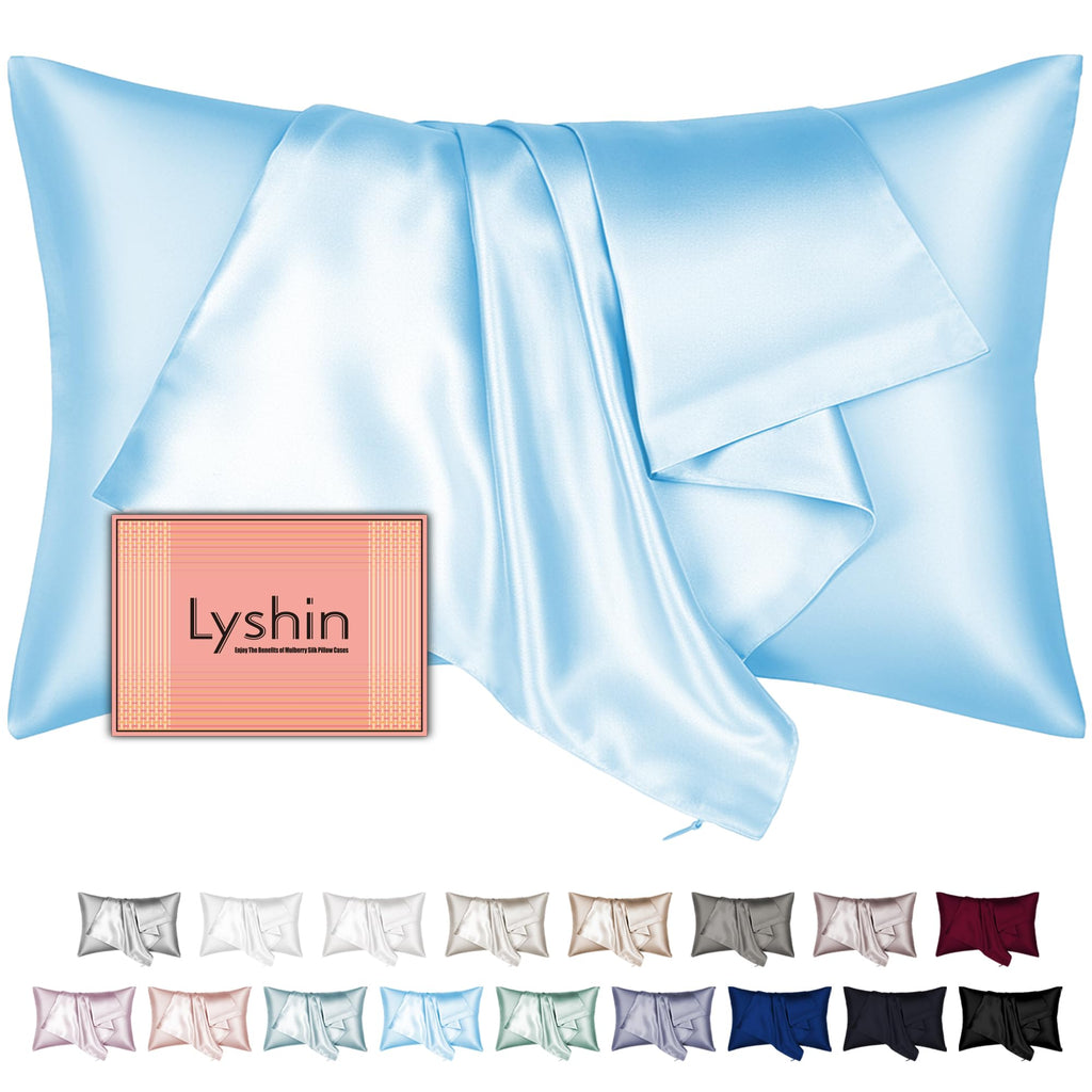 Silk Pillow Cases with Hidden Zipper, Ultra Smooth and Soft Breathable Cooling Silk Satin Pillowcase