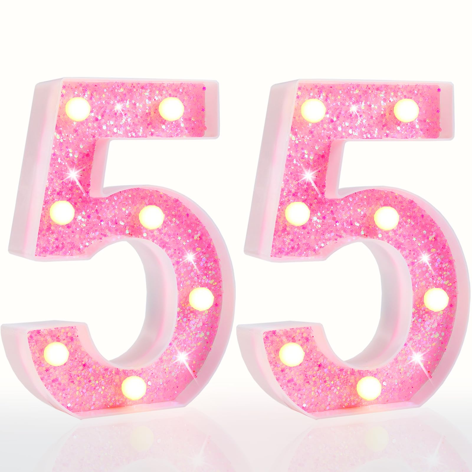Pink LED Letters Glitter Alphabet LetterS & Numbers Sign Battery Powered