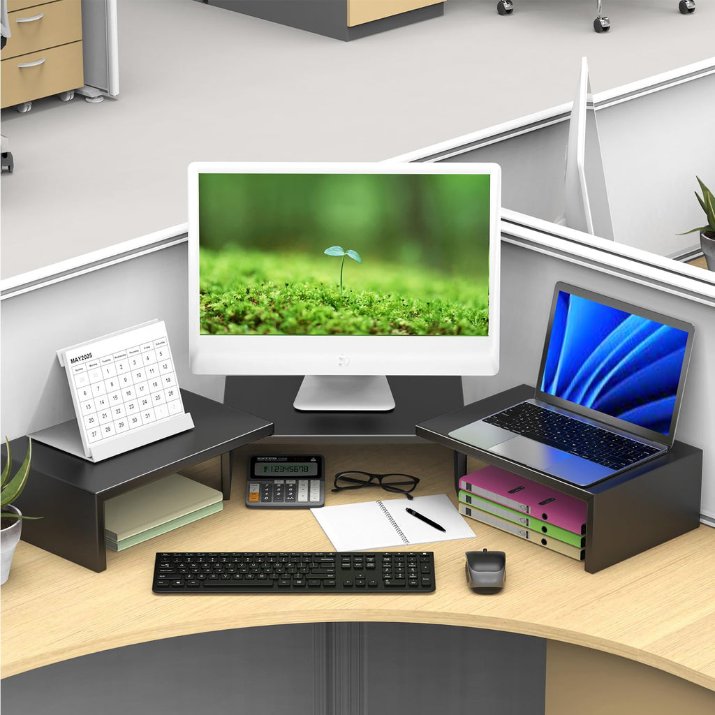 Dual Monitor Stand for Desk, Metal Monitor Riser, Office Supplies and Accessories