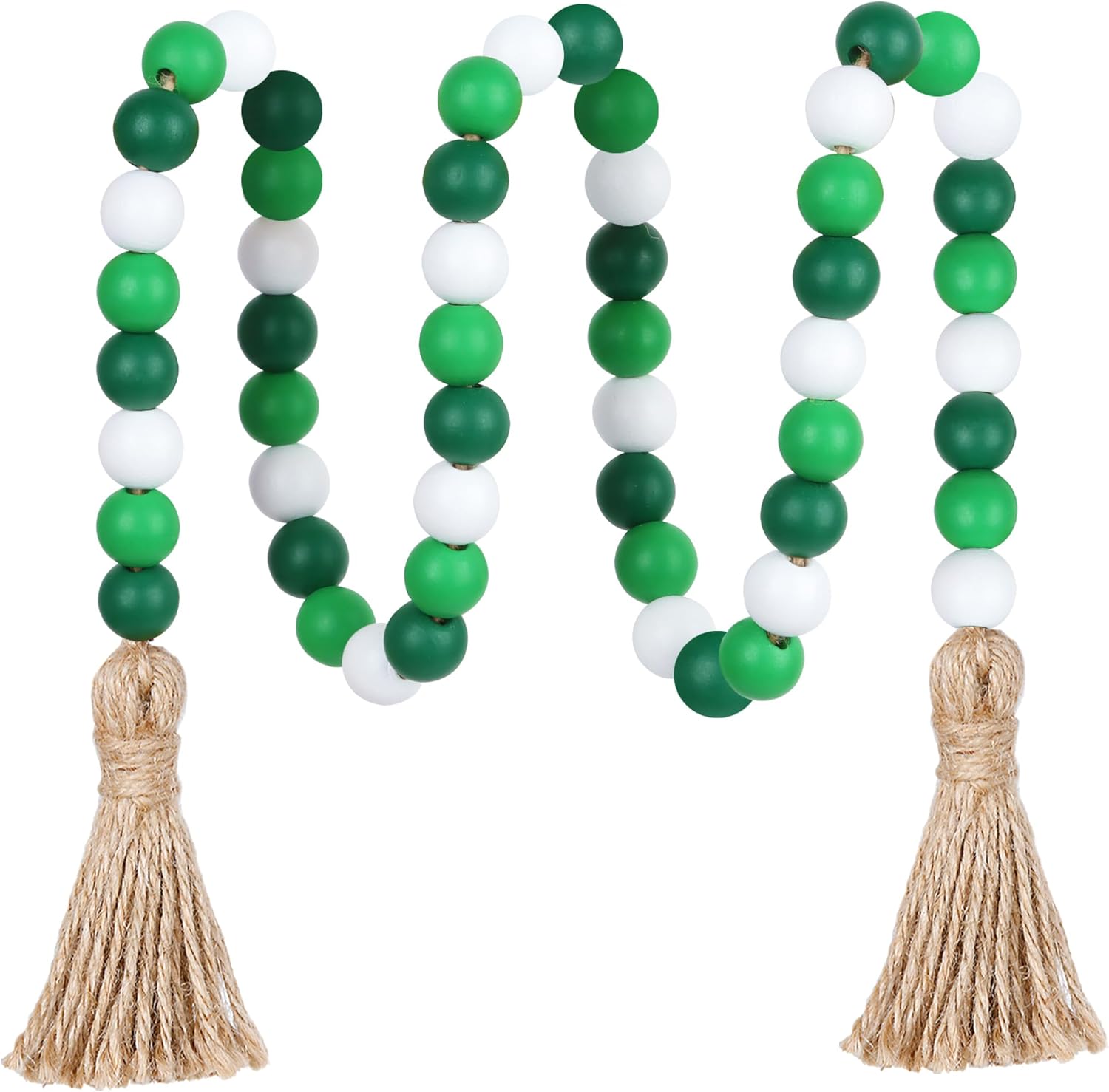 Wood Bead Garland,39in Farmhouse Beads with Tassels Boho Beads for Tiered Tray Decorative Beads Home Decor