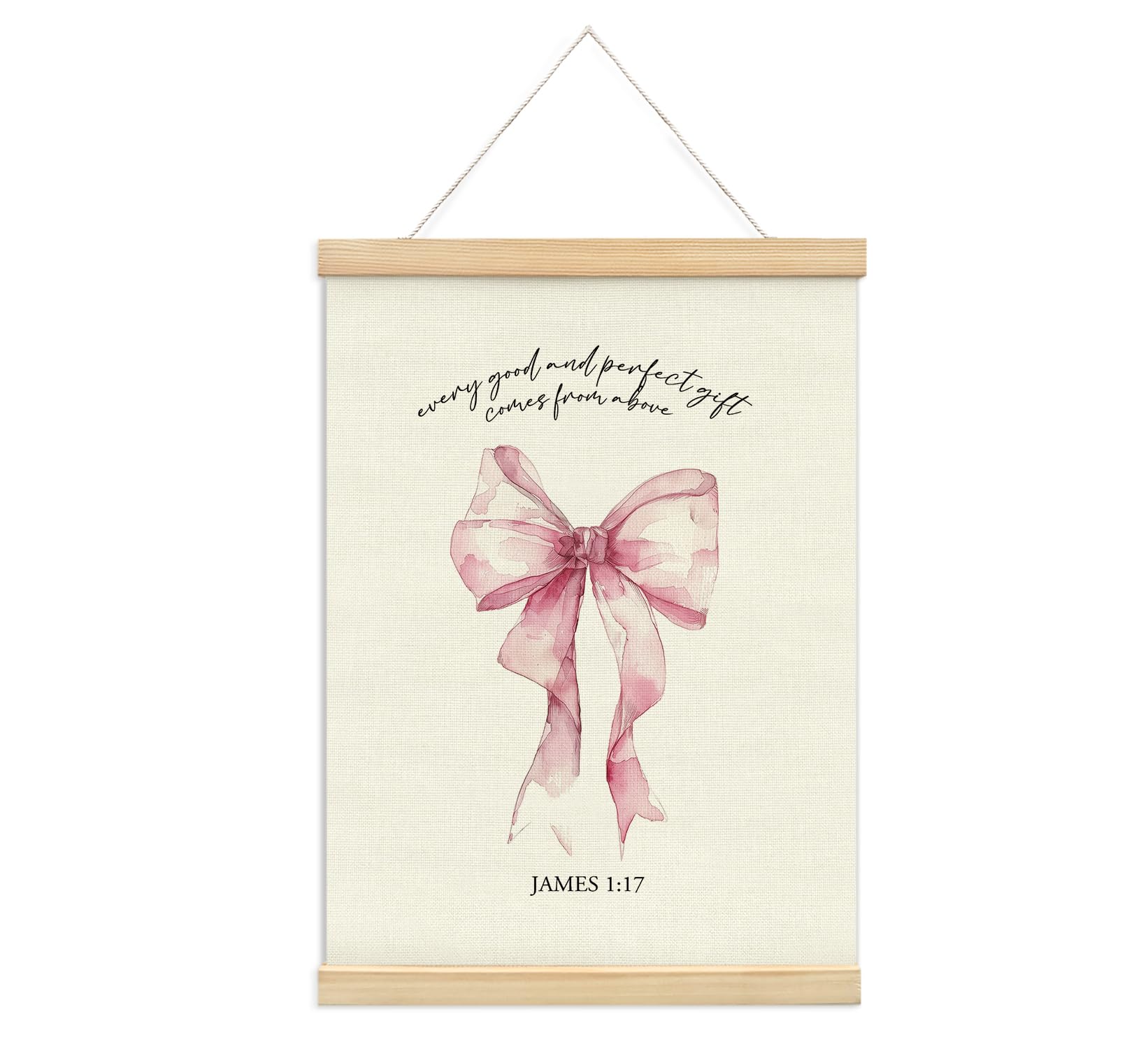 Trendy Bows Pink Coquette Scripture Wall Art Poster Hanger Frame, Christian Bible Verses Posters Wall Art Decor