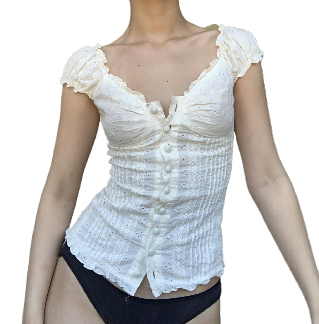 Y2K Short Sleeve Babydoll Tops for Women Cute Aesthetic U Neck Teen Girls Tshirt Ruffle Hem Patchwork Peplum Shirts