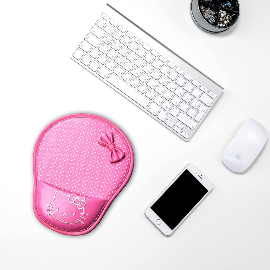Hello Kitty Mouse Pad Wrist Protected Computer PU Leather Wrist Rest Mouse Pad Mat (Pink)