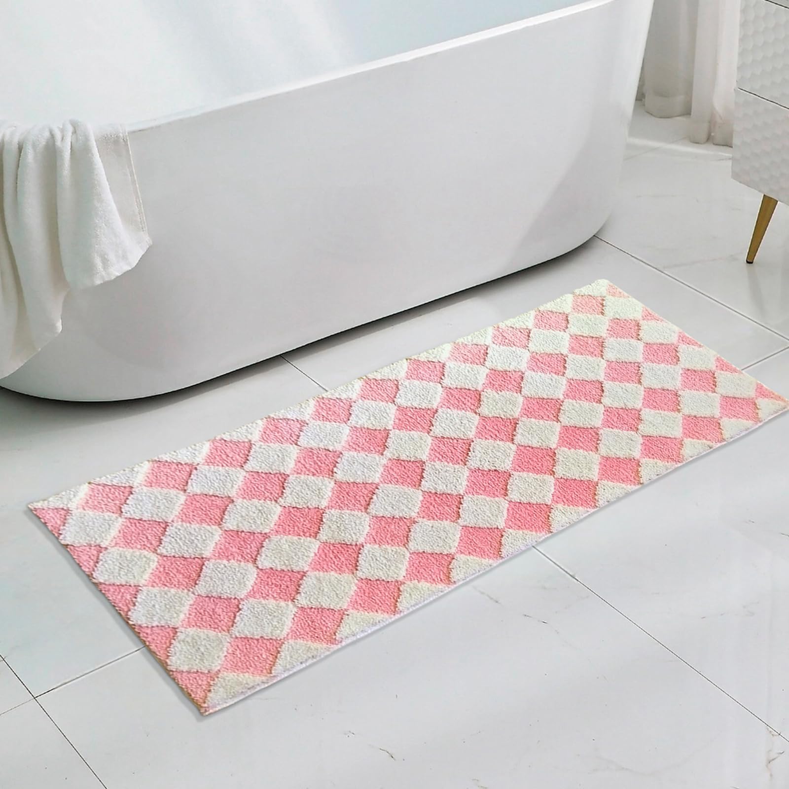 Cute Bath Mat for Bathroom Soft Super Absorbent Non Slip TPR Backing, Quick Drying, Machine Washable Bath