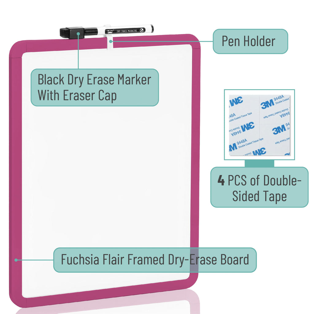 Dry Erase Board, 14â€?x 11â€?with a Black Dry Erase Marker Color Frame, Small White Board Dry Erase Whiteboard