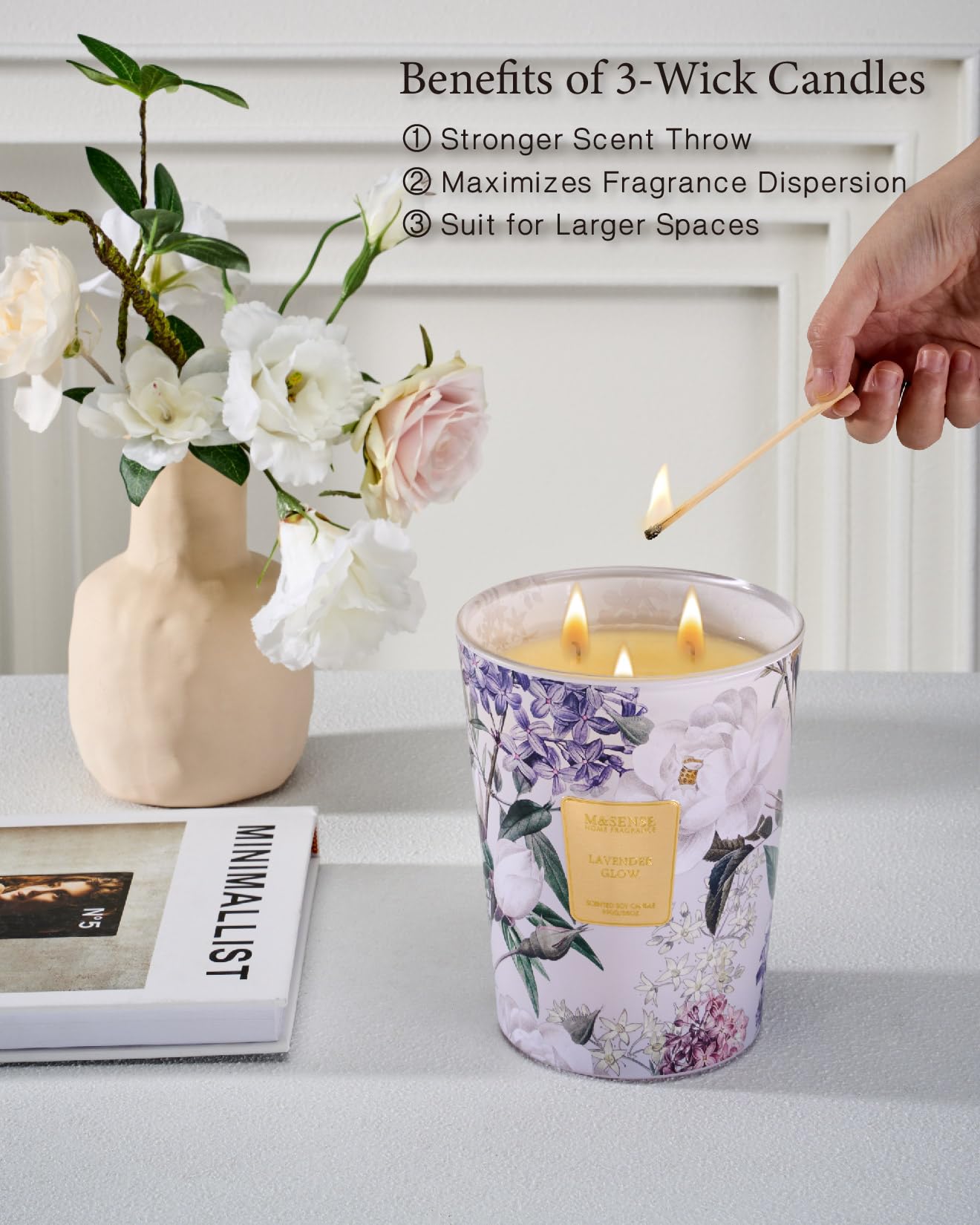 Large Soy Scented Candles, Non Toxic Natural Spring Candles 35oz 150 Hours Long Lasting Slow Burning