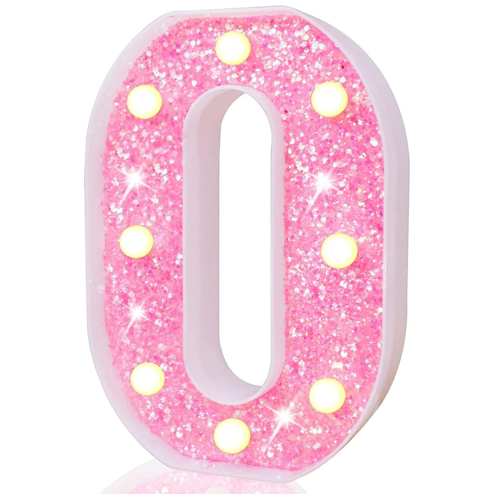 Pink LED Letters Glitter Alphabet LetterS & Numbers Sign Battery Powered