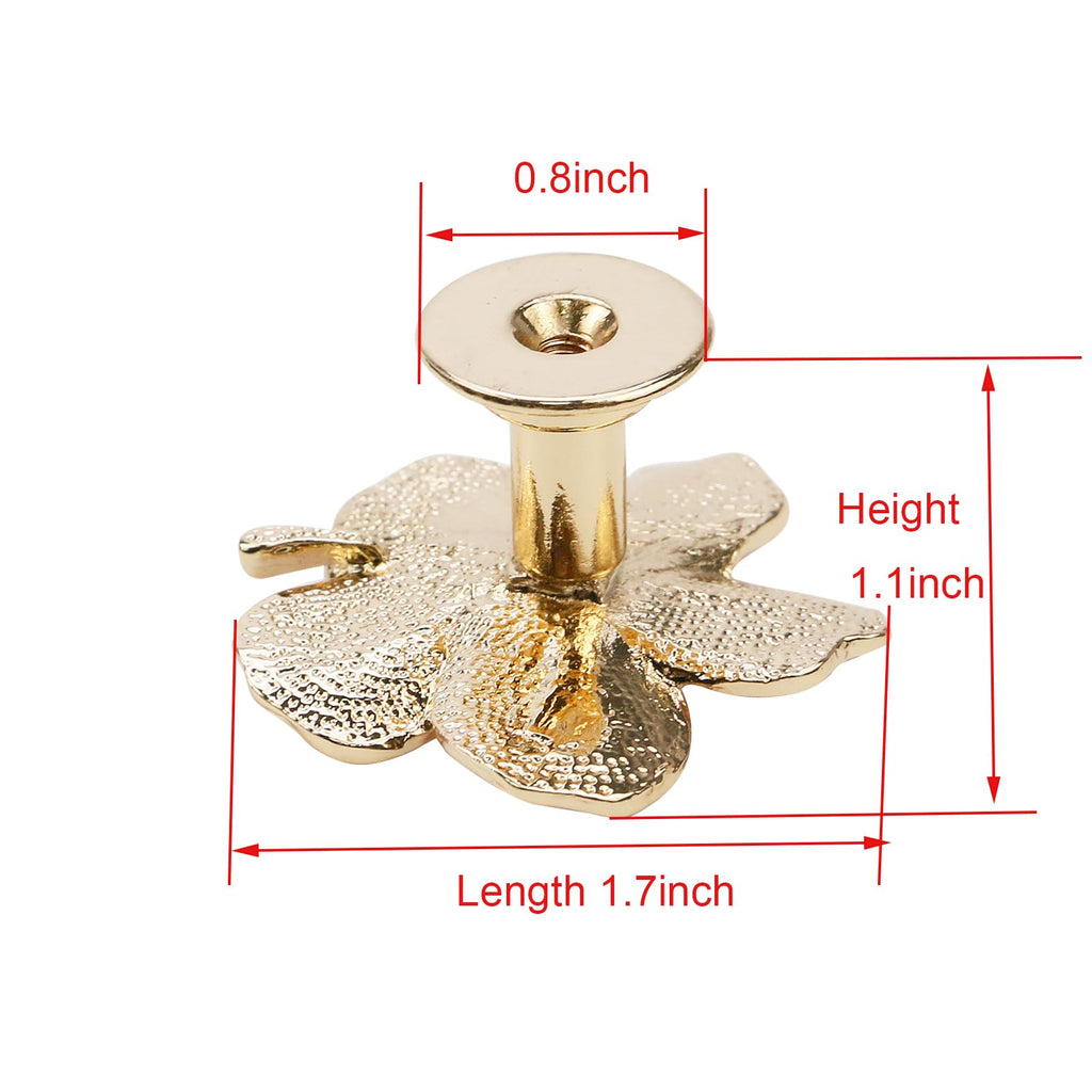 Flower Metal Knobs for Drawer, Dresser, Mounting Screws, 4 PCS 1.7inch