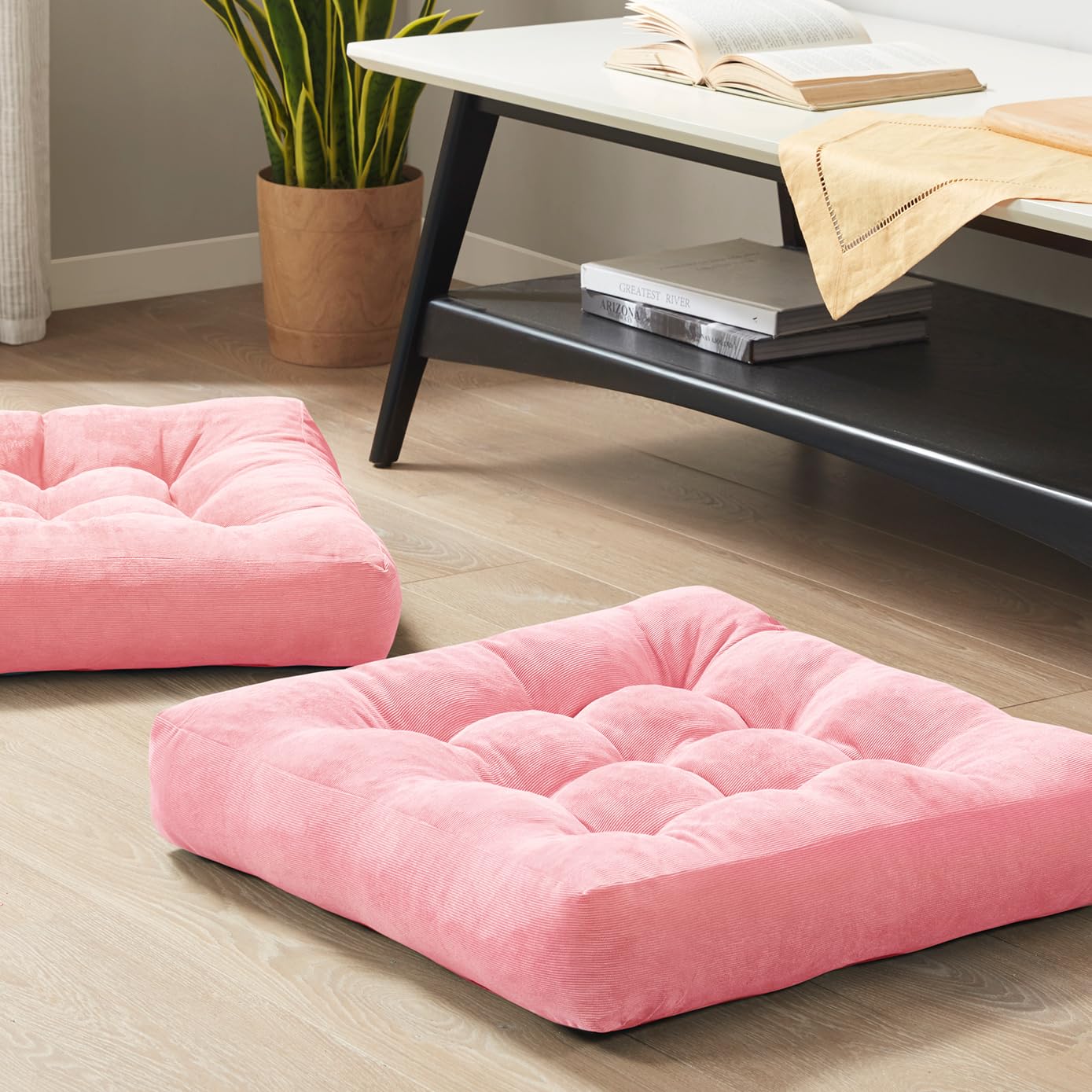 Square Large Pillows Seating Meditation Floor Pillow, Tufted Corduroy Cushion for Living Room