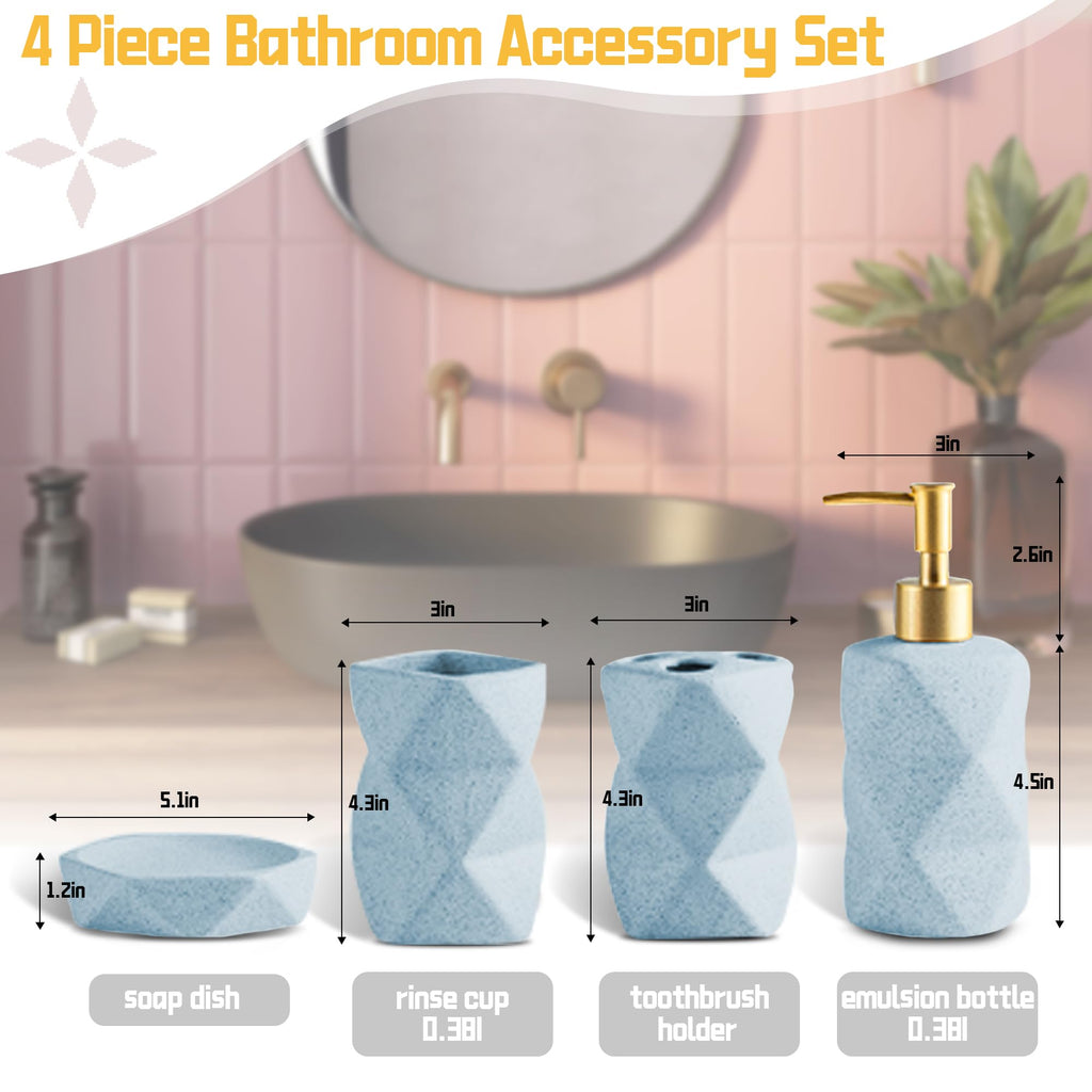 Ceramic Bathroom Accessories Set, Soap Dispenser, Toothbrush Holders, Tumbler, Soap Dish