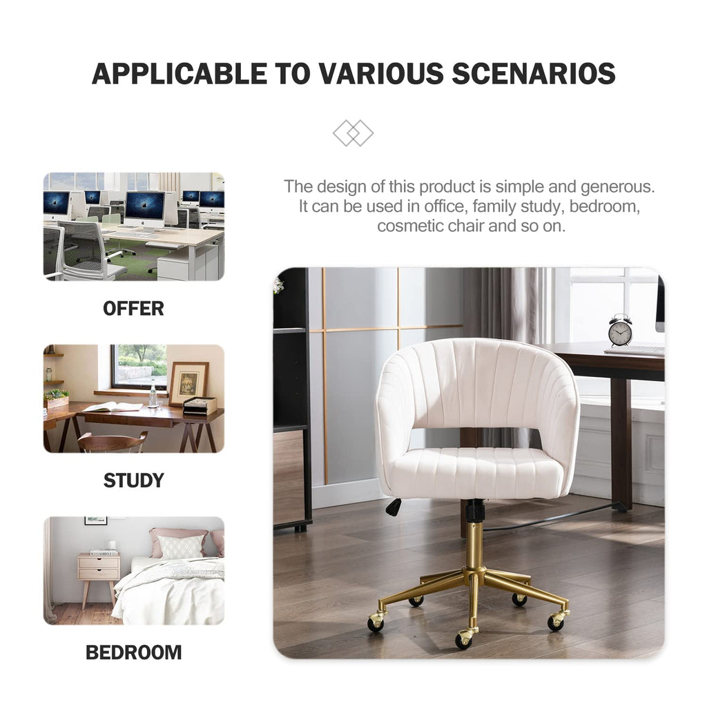 Vanity Velvet Chair, Upholstered Chairs with Adjustable Swivel Wheels