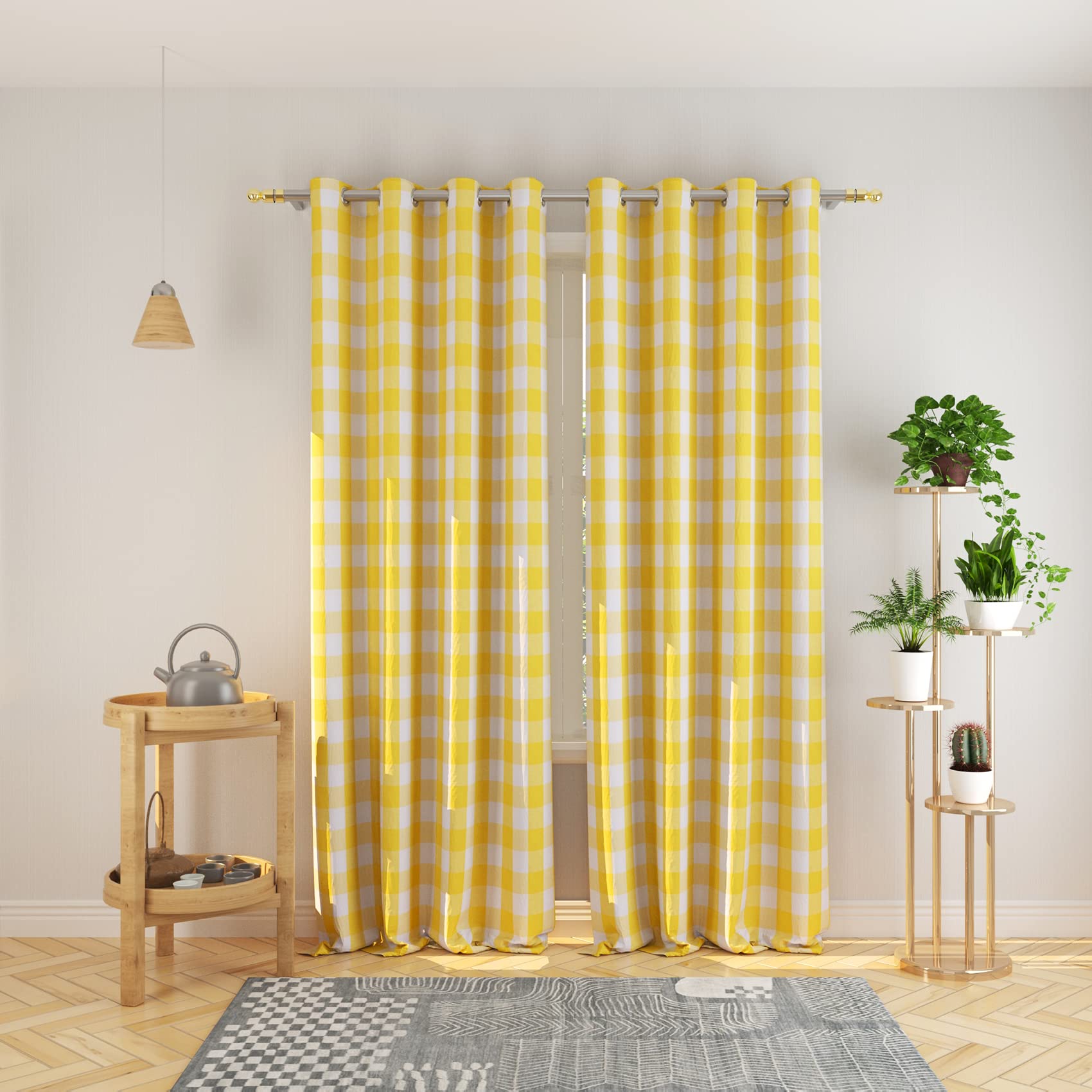 Tier Curtains Check Gingham Plaid Window Curtain Panels Bathroom Grommet Top Window Treatment 2 Panels