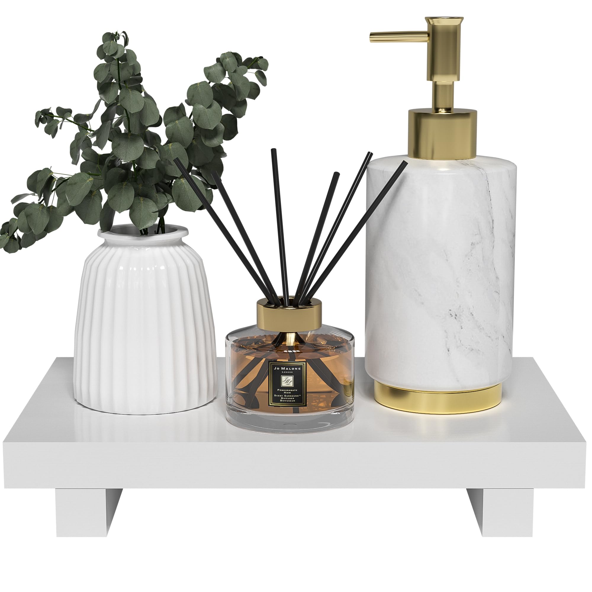 Tray Decor Bamboo Pedestal Stand Risers for Display Decorative, Sink Tray for Kitchen Decor and Accessories, Soap Dish Holder Kitchen Counter Tray 8.7" x 3.5" x 1.6"